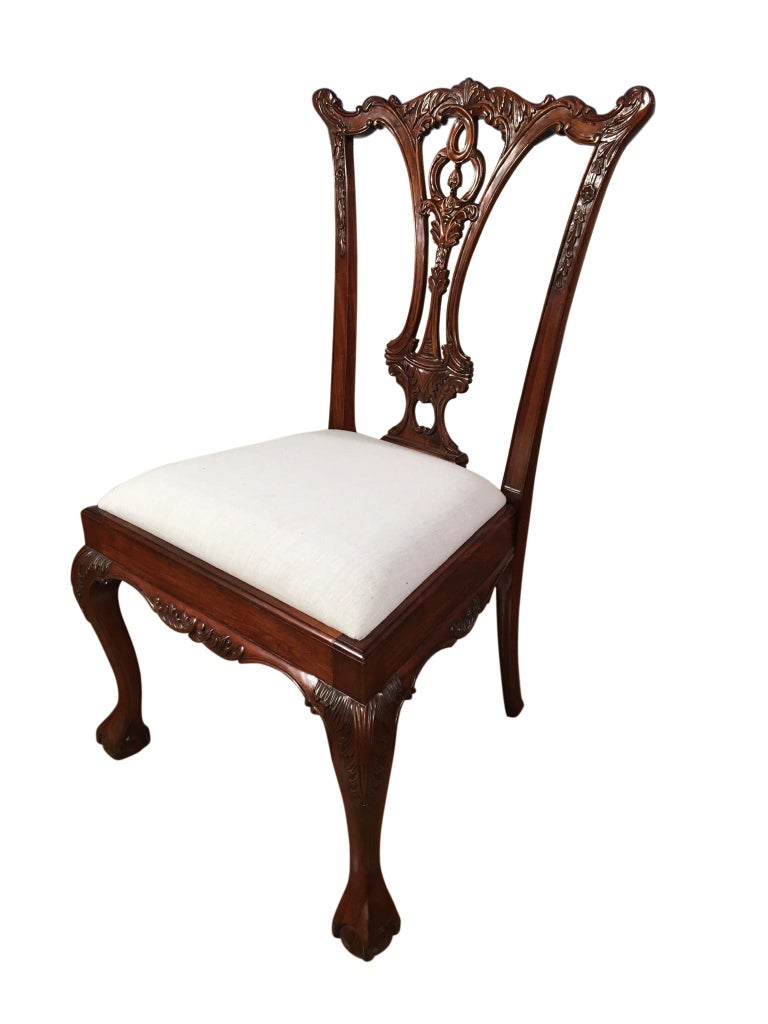 Eight New Mahogany Chippendale Ball and Claw Dining Chairs by Leighton