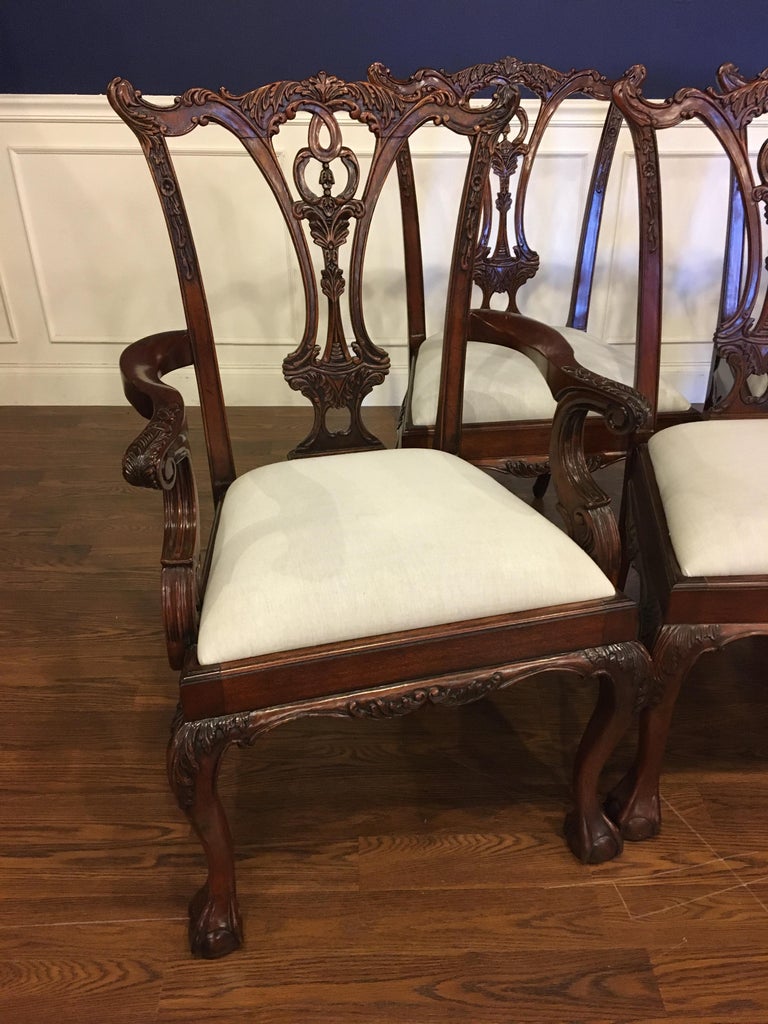 Eight New Mahogany Chippendale Ball and Claw Dining Chairs by Leighton