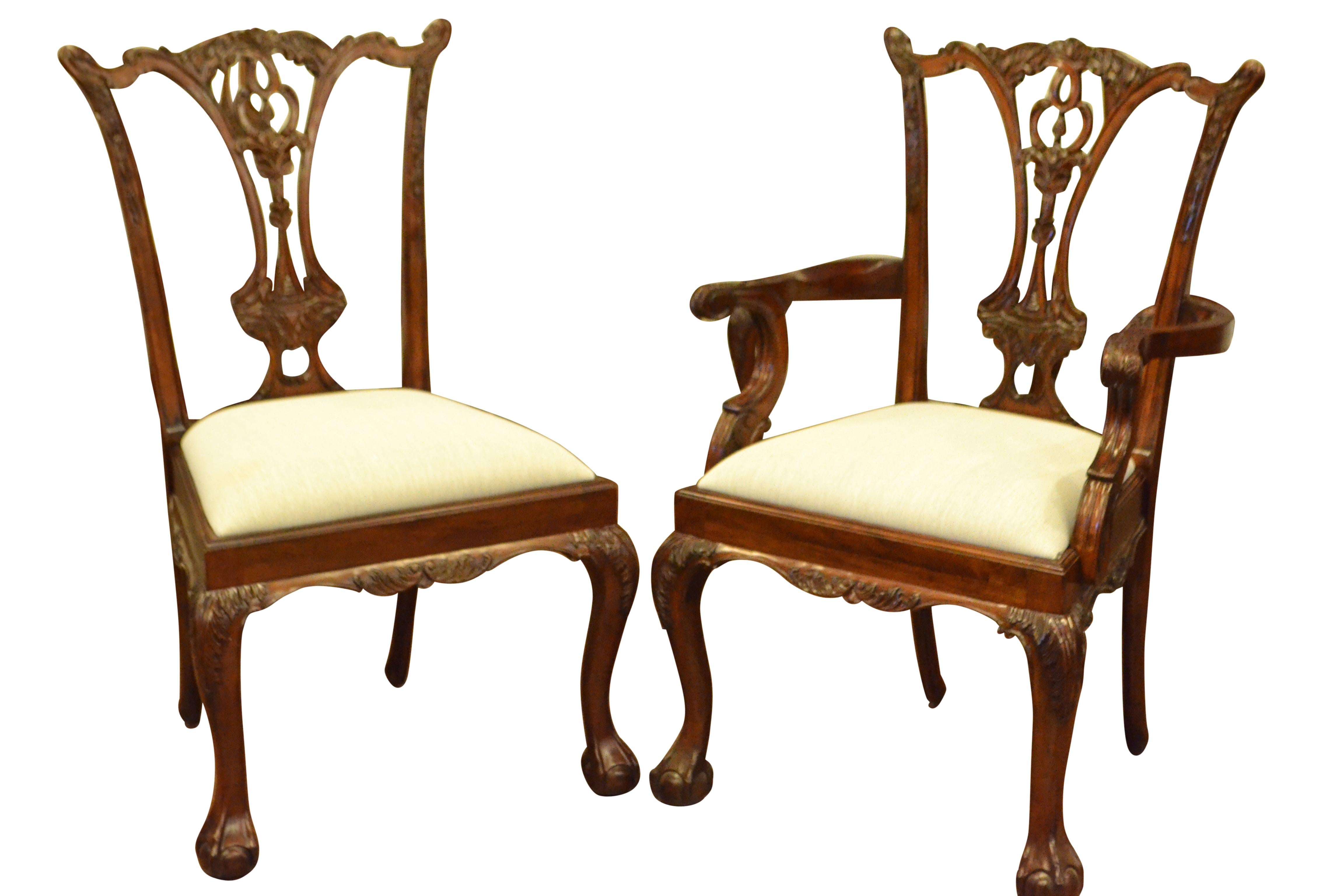 Contemporary Eight New Mahogany Chippendale Ball and Claw Dining Chairs by Leighton Hall For Sale