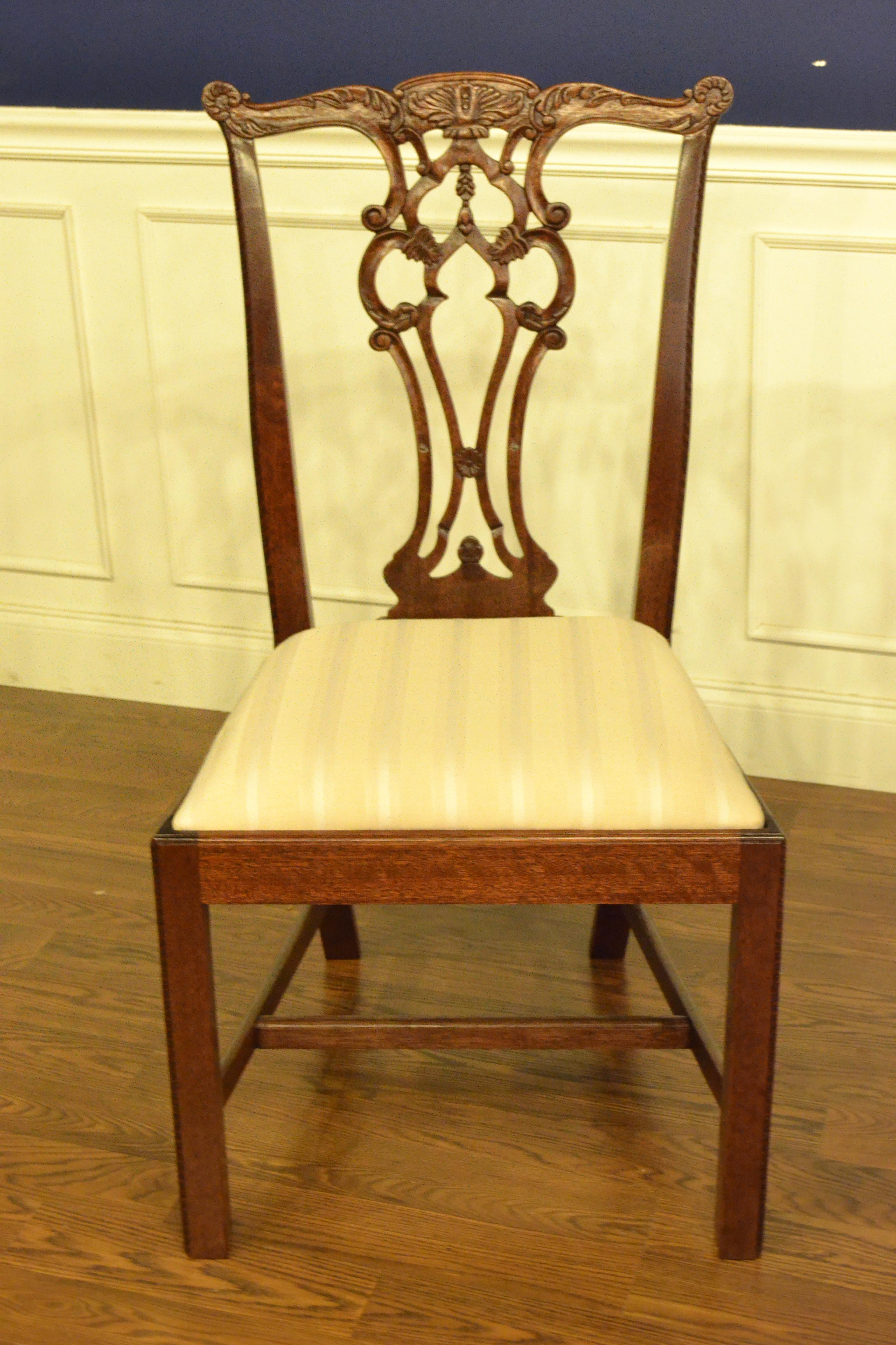 Eight New Mahogany Chippendale Style Straight Leg Dining Chairs by Leighton Hall 7