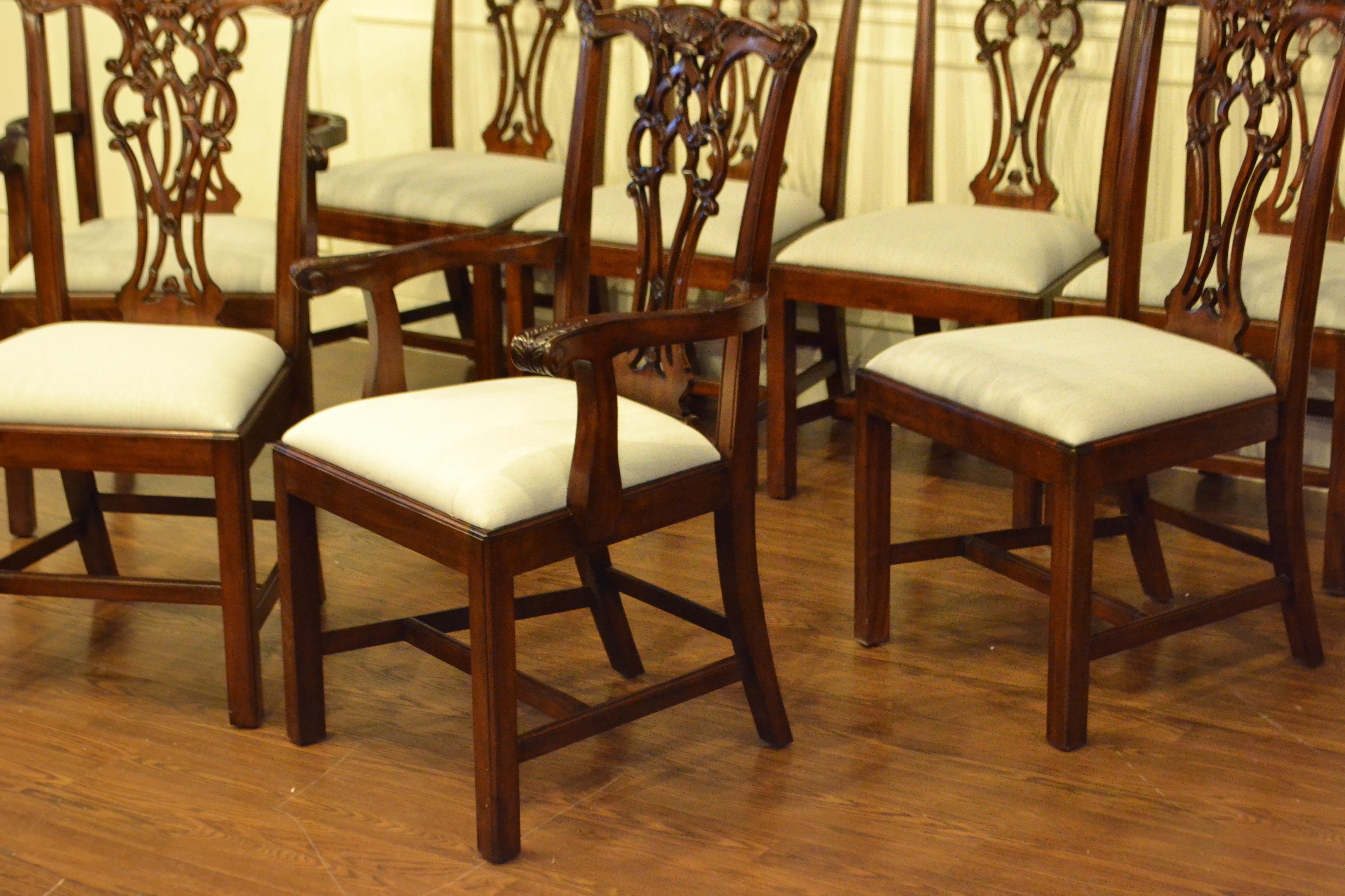 Eight New Mahogany Chippendale Style Straight Leg Dining Chairs by Leighton Hall In New Condition In Suwanee, GA