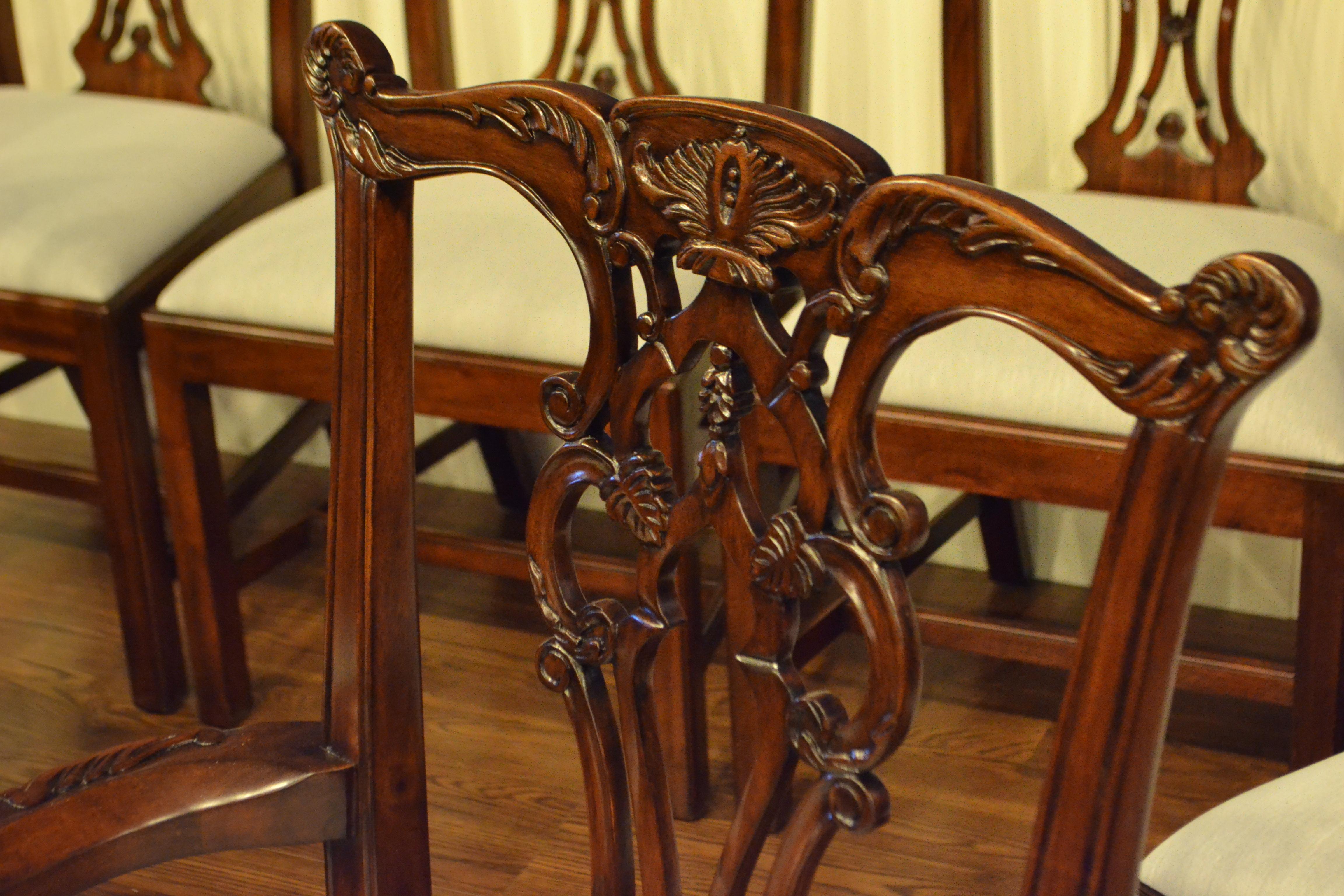 Contemporary Eight New Mahogany Chippendale Style Straight Leg Dining Chairs by Leighton Hall