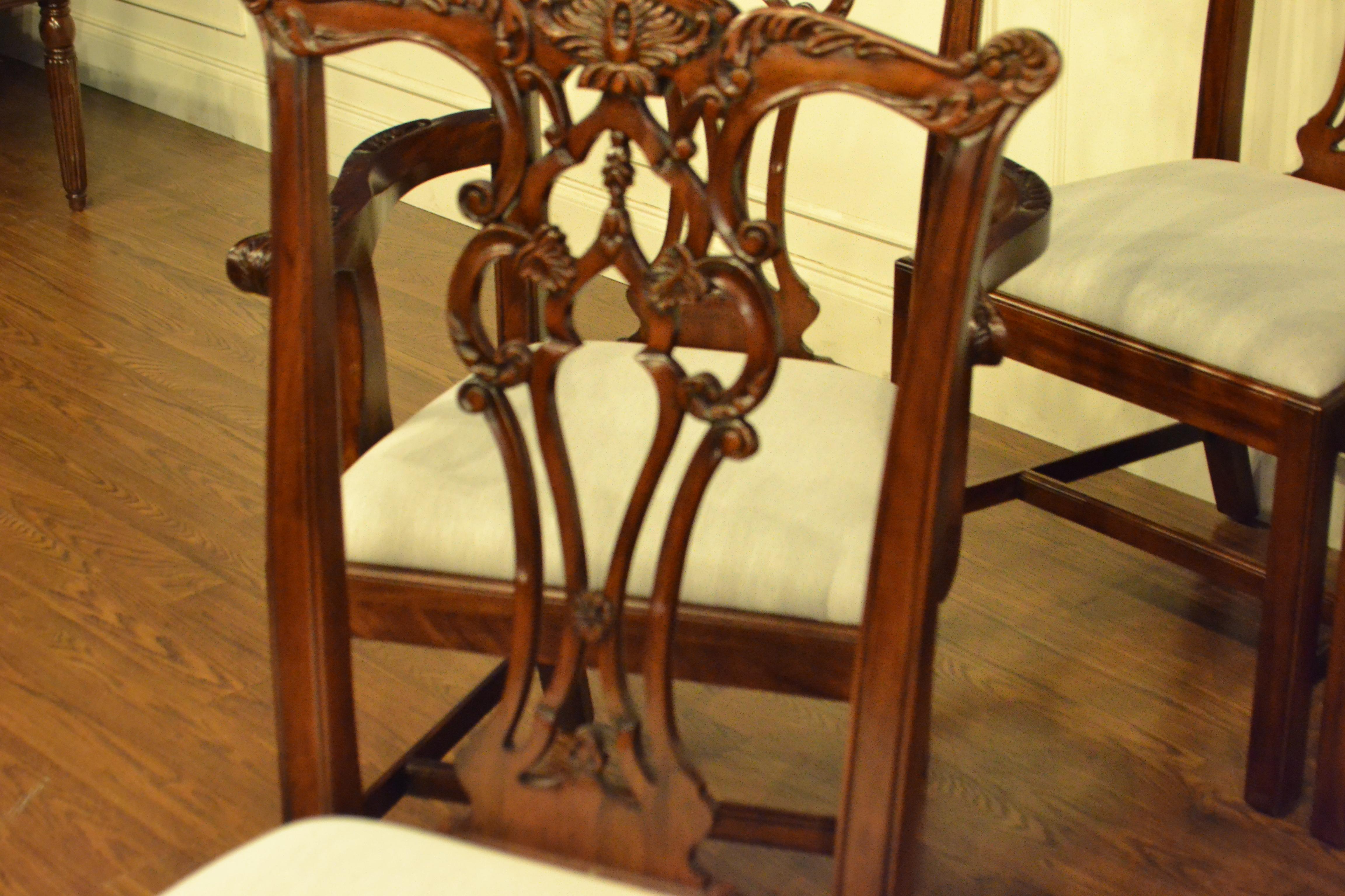 Eight New Mahogany Chippendale Style Straight Leg Dining Chairs by Leighton Hall 3
