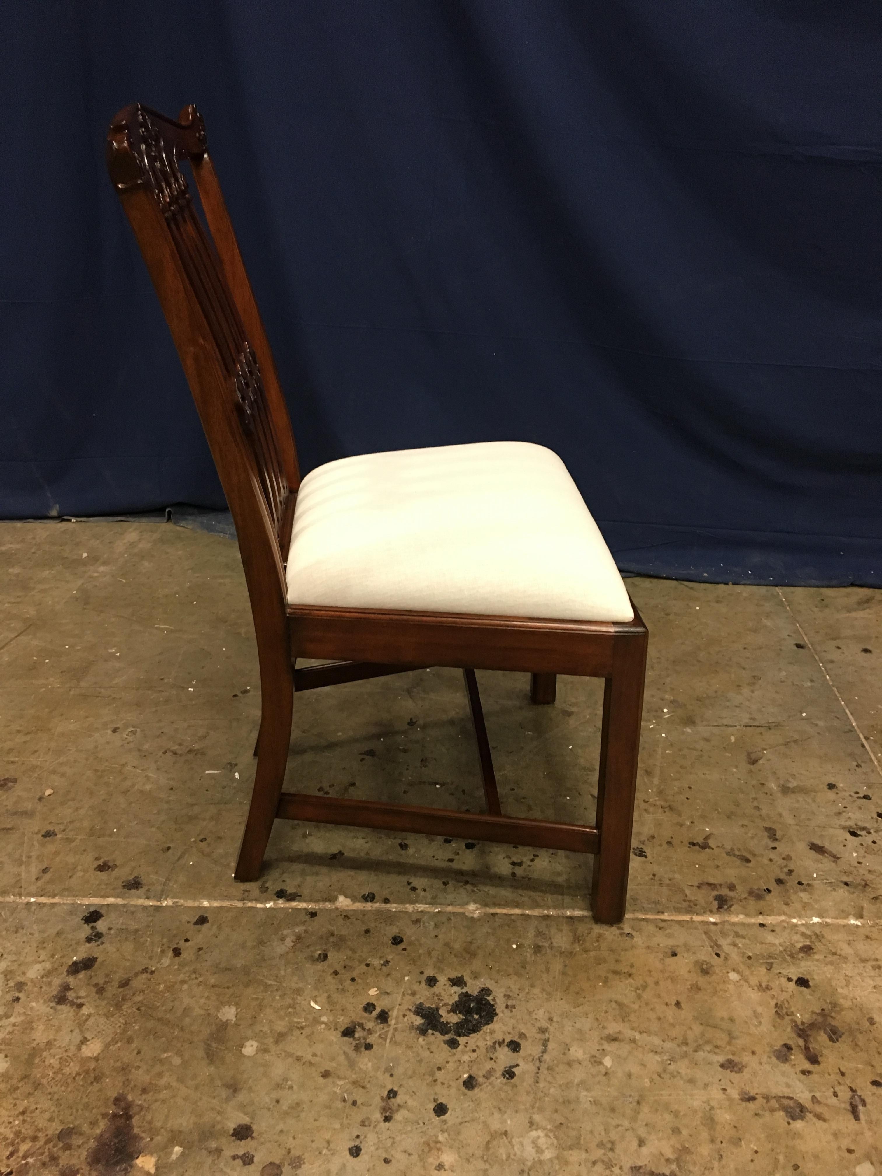 Eight New Mahogany Gothic Chippendale Style Dining Chairs by Leighton Hall 4