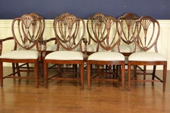 Eight New Mahogany Hepplewhite Style Dining Chairs by Leighton Hall