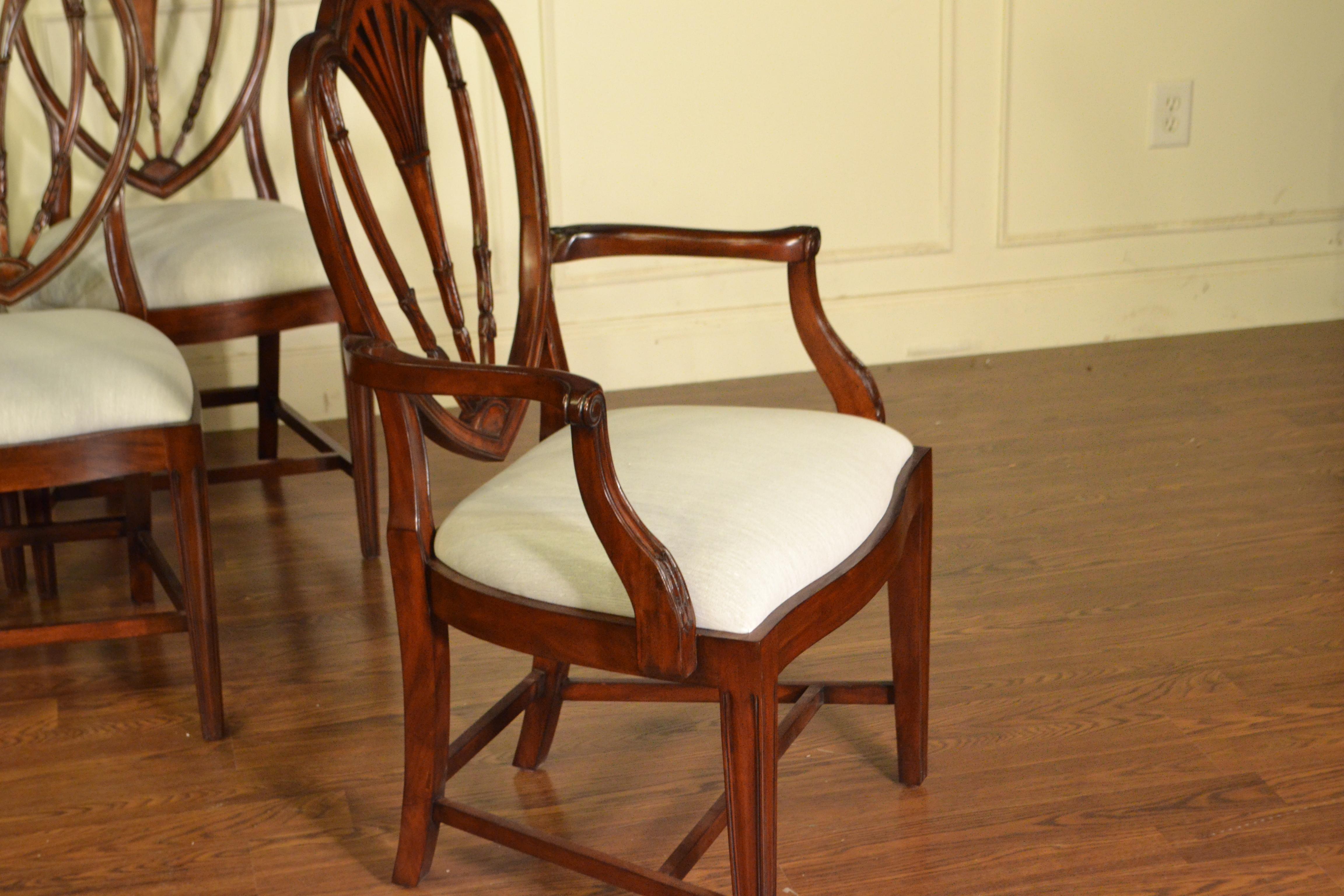 Philippine Eight New Mahogany Hepplewhite Style Dining Chairs by Leighton Hall For Sale