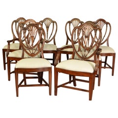 Ocho nuevas sillas de comedor de caoba estilo Hepplewhite de Leighton Hall