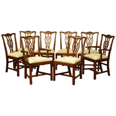 Eight New Mahogany Straight Leg Chippendale Style Dining Chairs by Leighton Hall