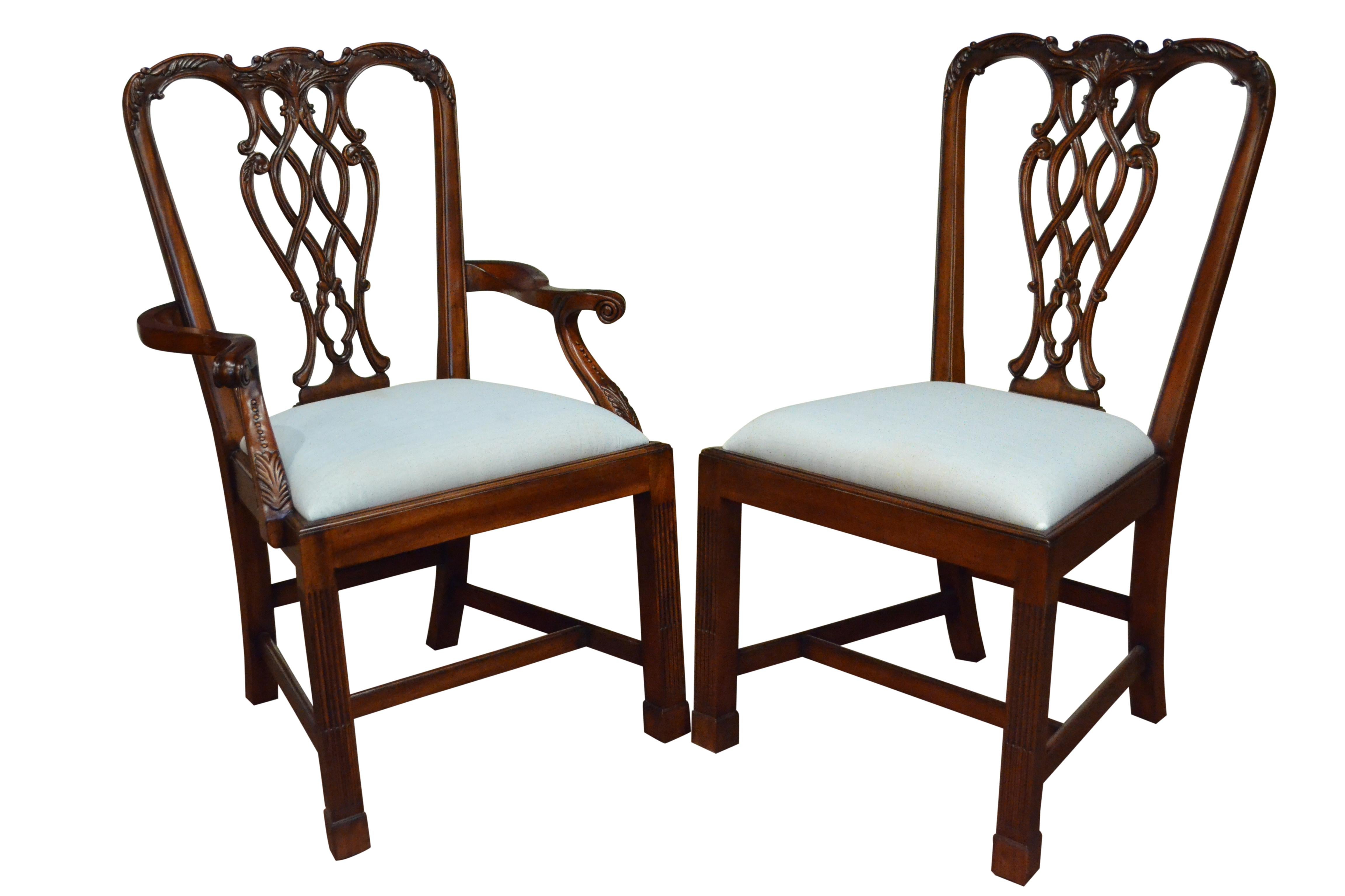 Eight New Straight Leg Chippendale Style Dining Chairs by Leighton Hall For Sale 2