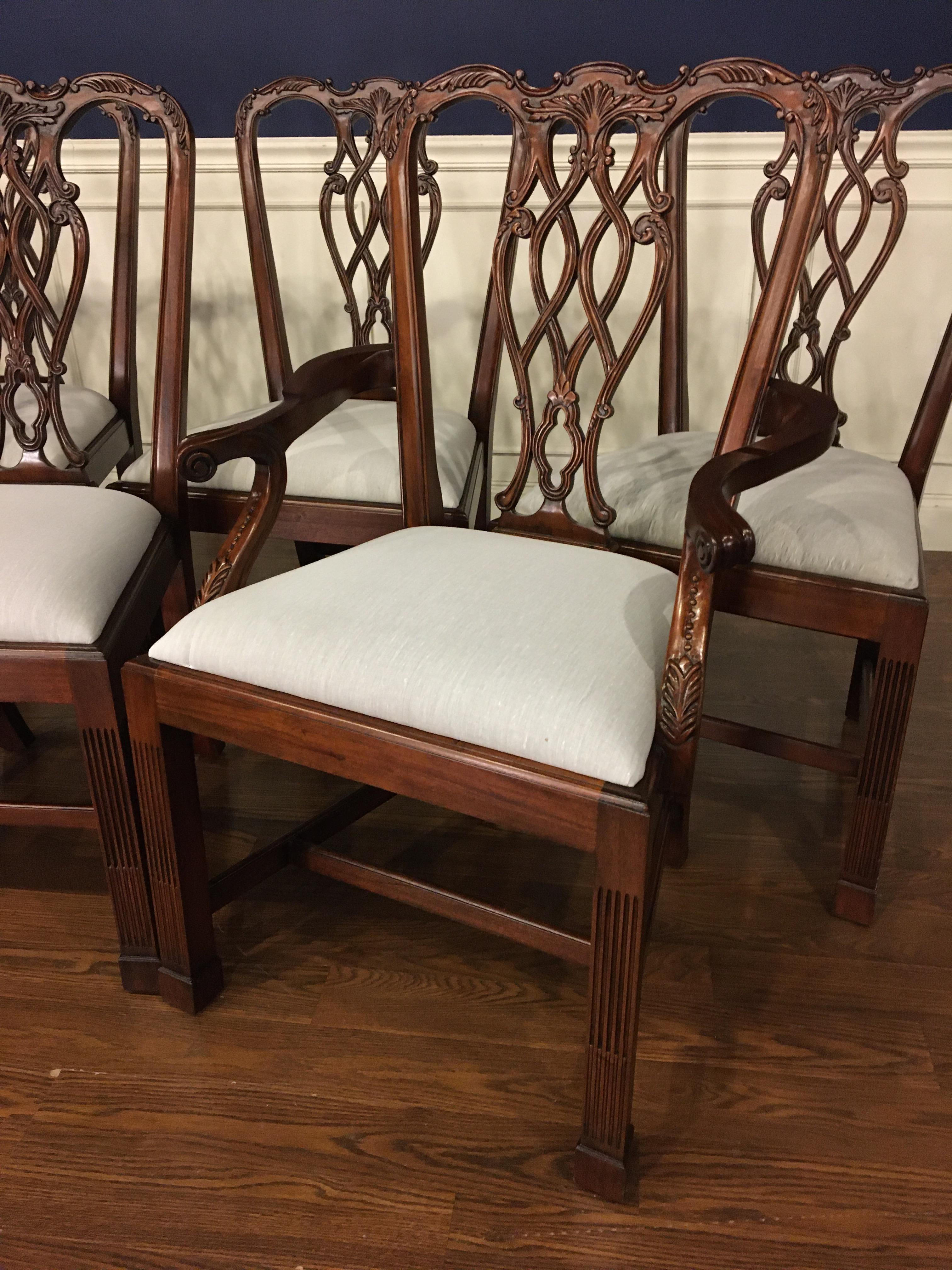 Georgian Eight New Straight Leg Chippendale Style Dining Chairs by Leighton Hall For Sale