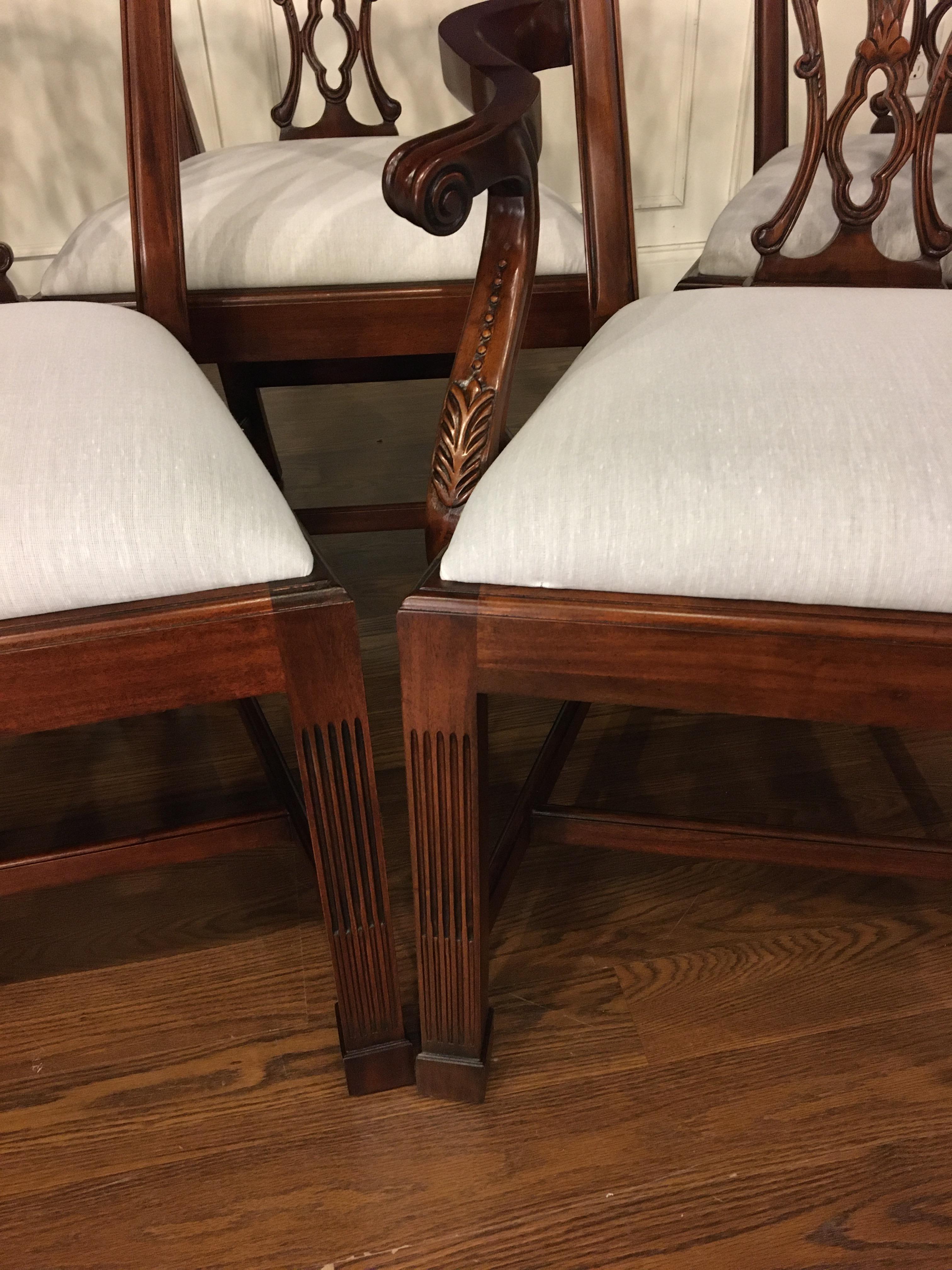 Eight New Straight Leg Chippendale Style Dining Chairs by Leighton Hall In New Condition For Sale In Suwanee, GA