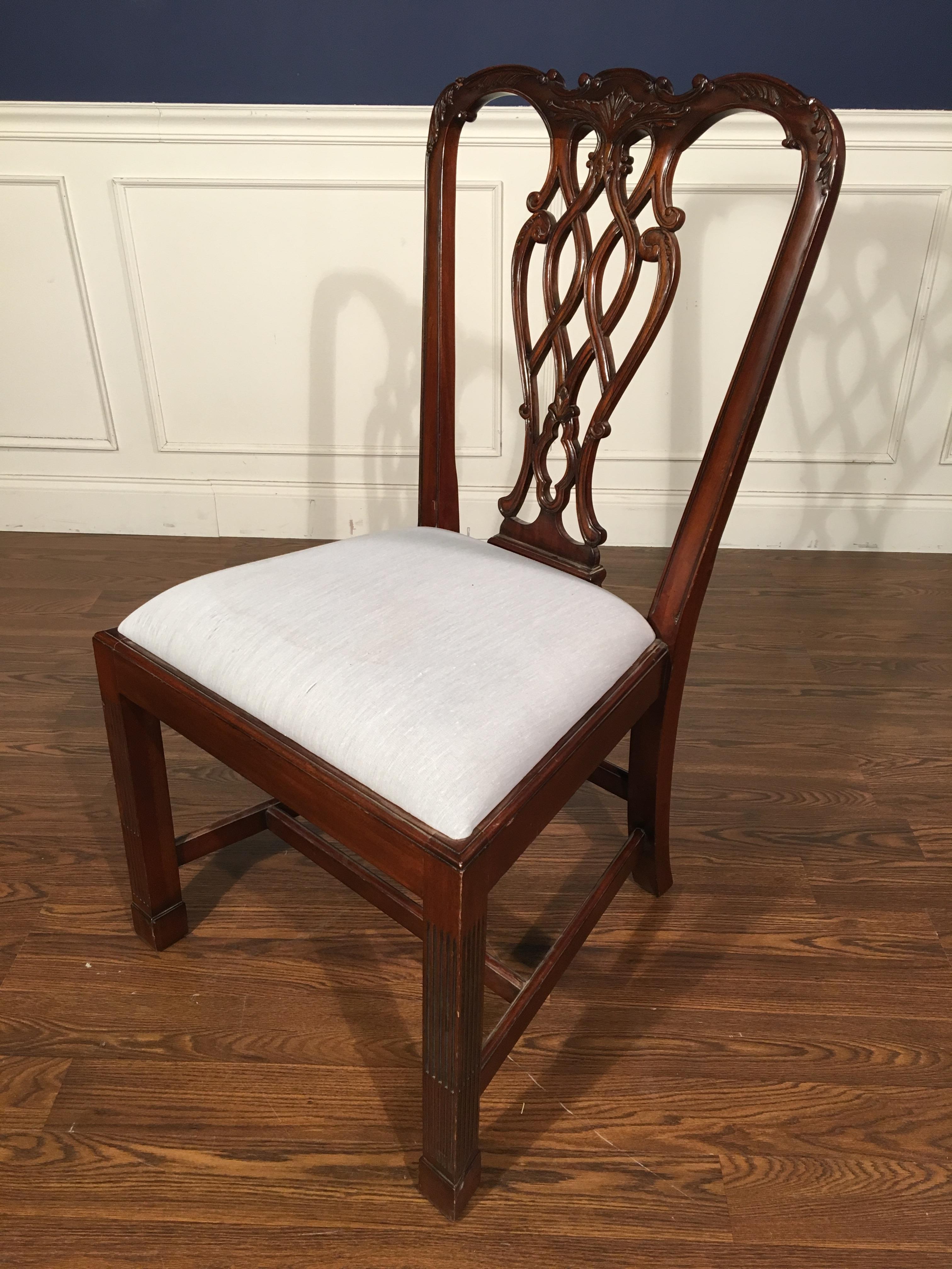 Mahogany Eight New Straight Leg Chippendale Style Dining Chairs by Leighton Hall For Sale