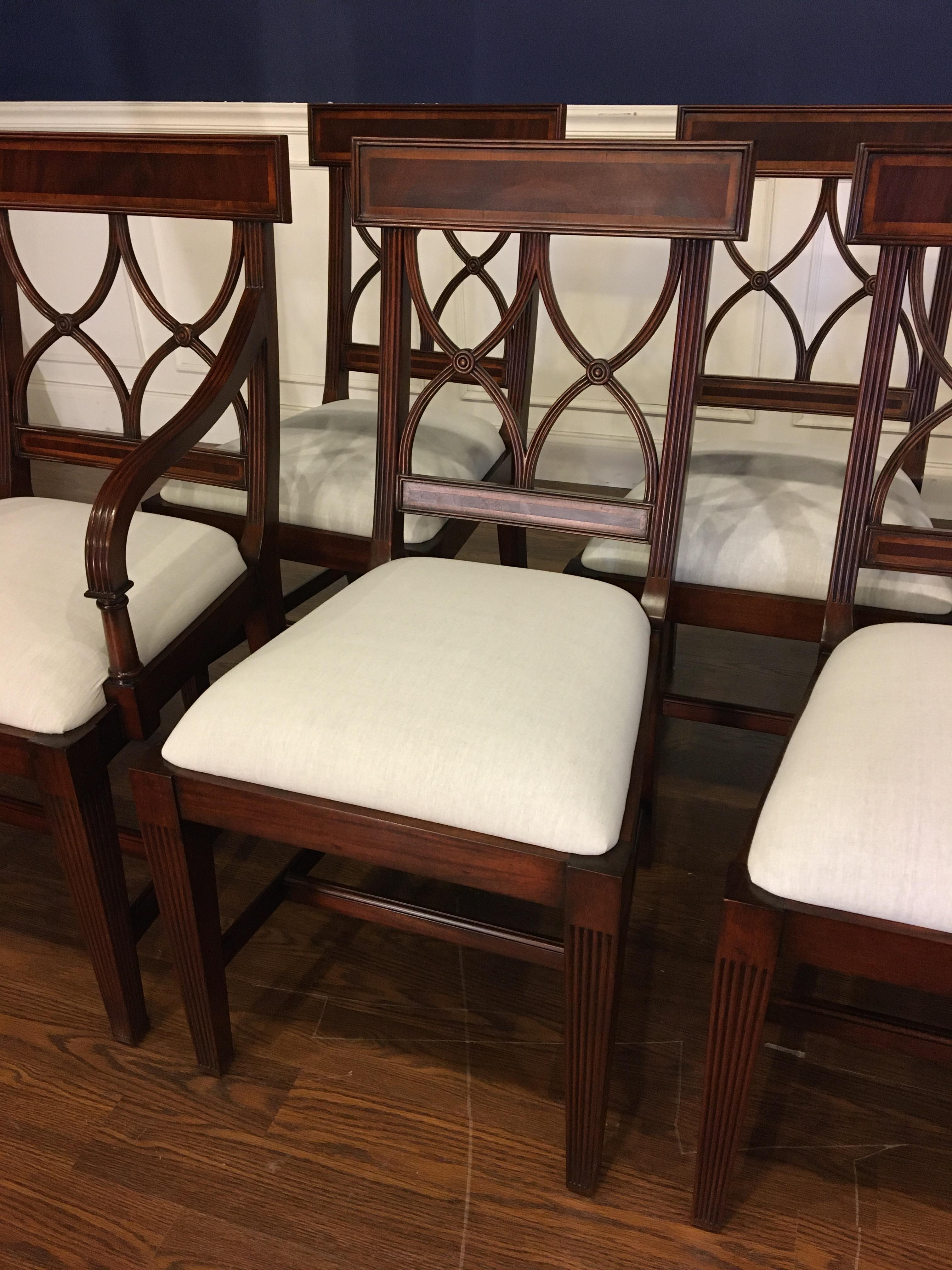 Eight New Traditional Mahogany Adams Style Dining Chairs by Leighton Hall In New Condition In Suwanee, GA