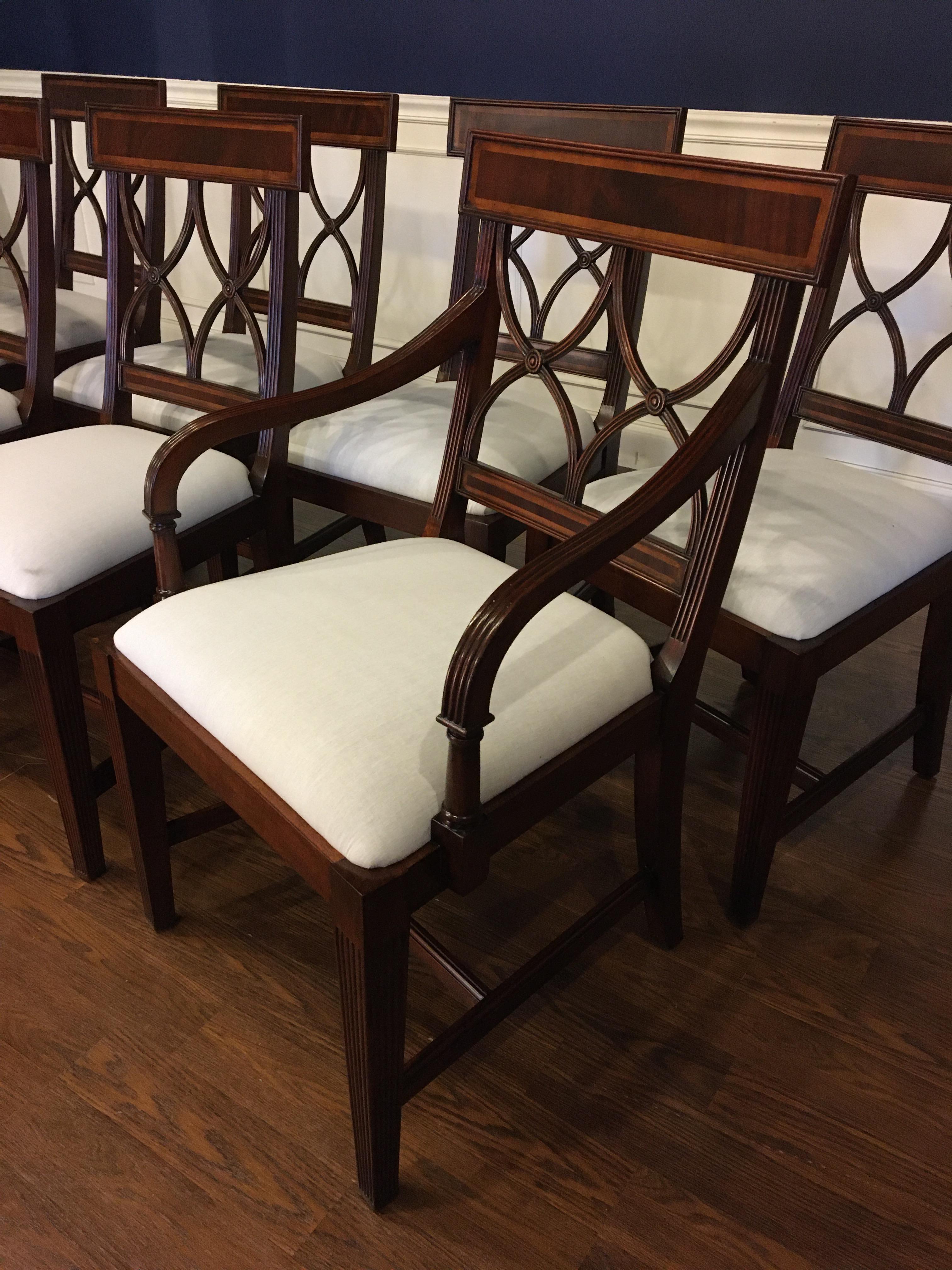 Contemporary Eight New Traditional Mahogany Adams Style Dining Chairs by Leighton Hall