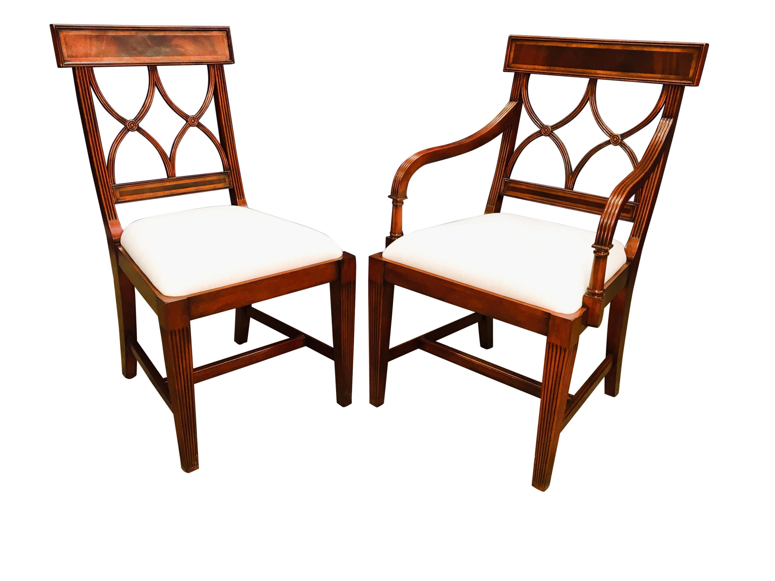 Eight New Traditional Mahogany Adams Style Dining Chairs by Leighton Hall 1