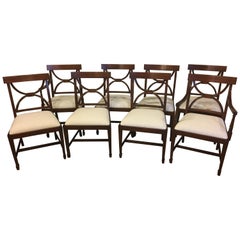 Antique Eight New Traditional Mahogany Adams Style Inlaid Dining Chairs by Leighton Hall