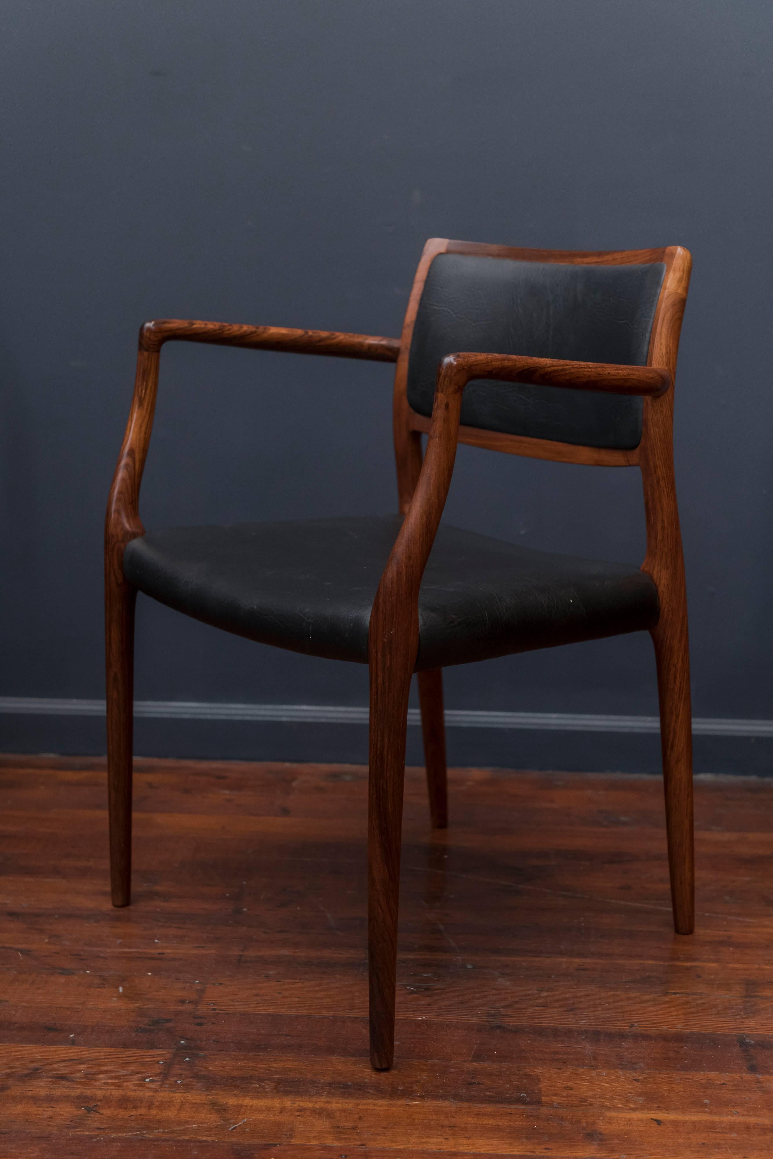 Late 20th Century Eight Niels O. Møller Model 80 and 77 Rosewood Dining Chairs