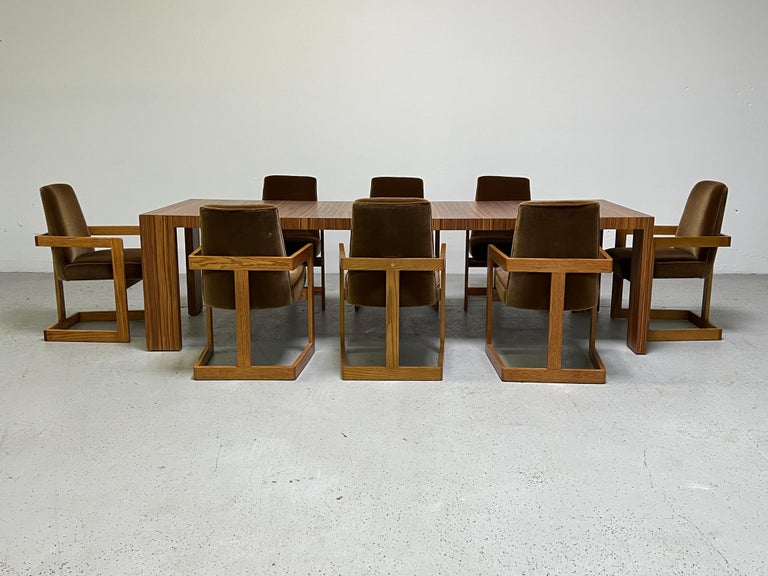 Eight Oak and Mohair Dining Chairs  6