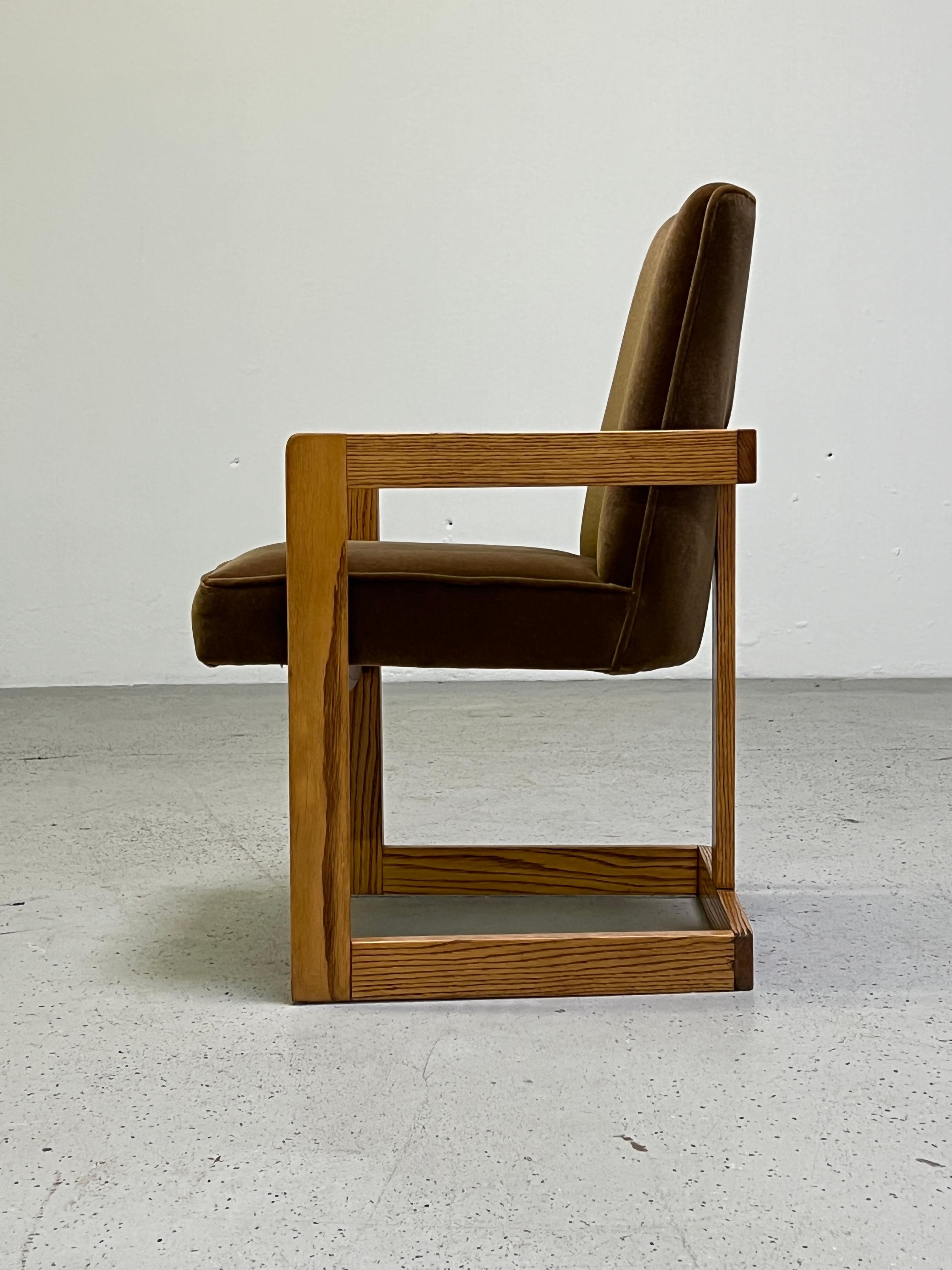 Eight Oak and Mohair Dining Chairs 2