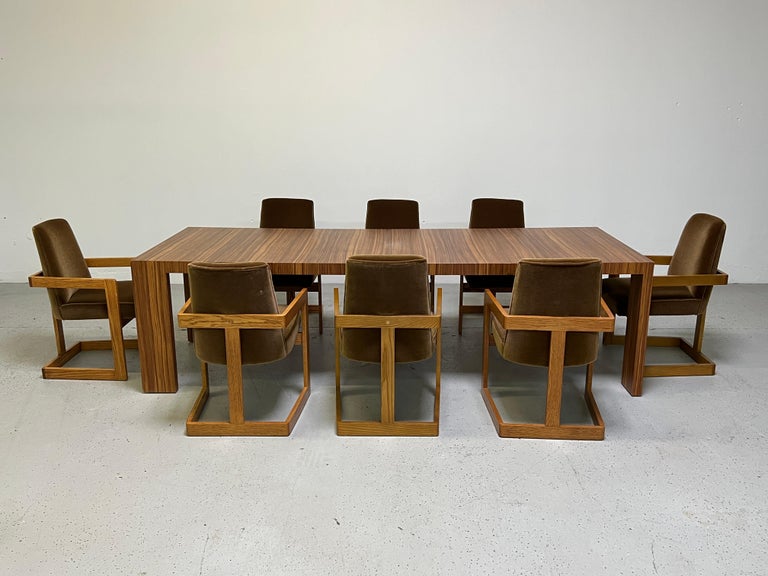 Eight Oak and Mohair Dining Chairs  3