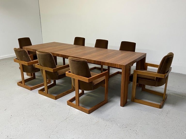 Eight Oak and Mohair Dining Chairs  4