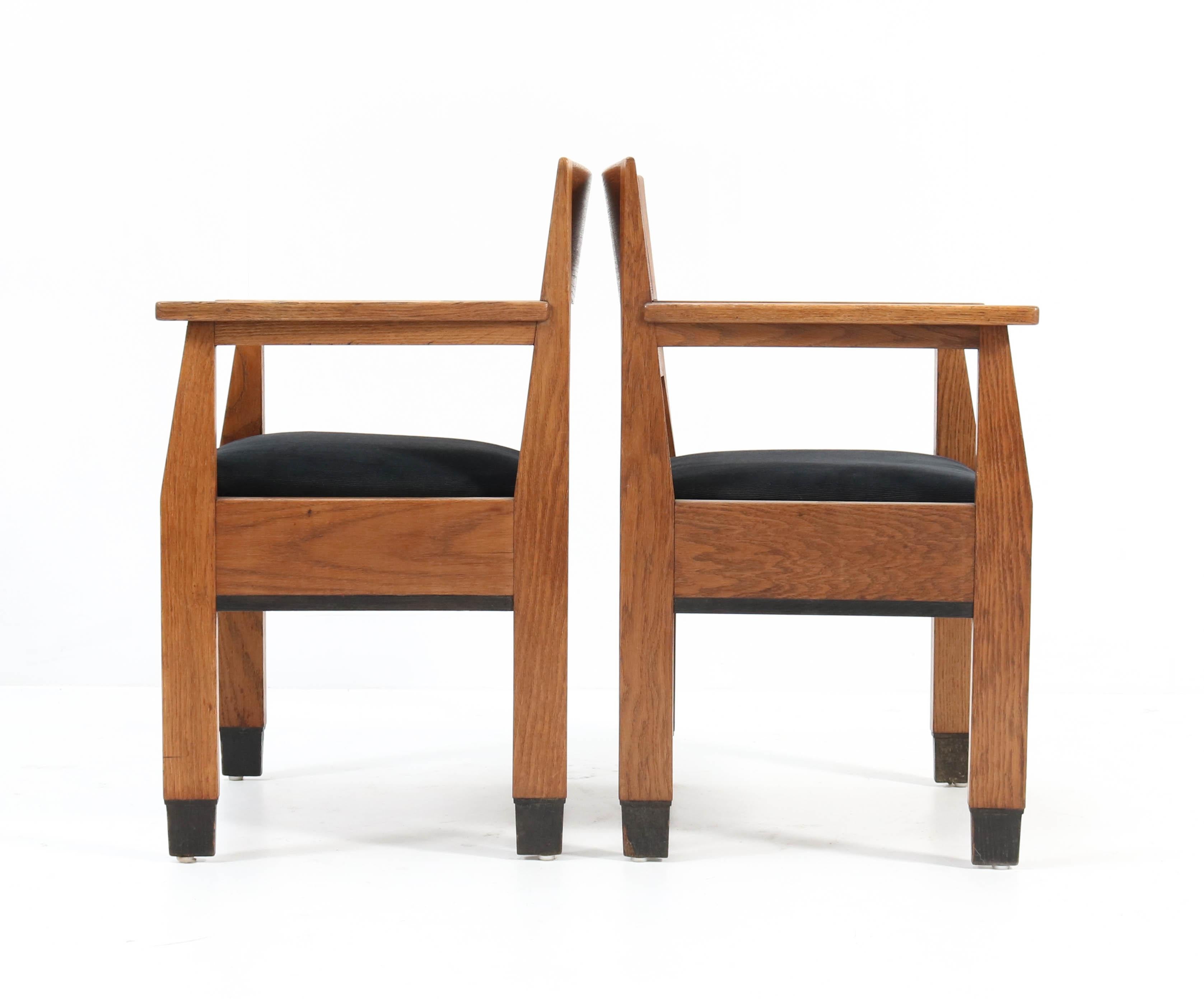 Early 20th Century Eight Oak Art Deco Haagse School Chairs by H. Fels for L.O.V. Oosterbeek, 1924