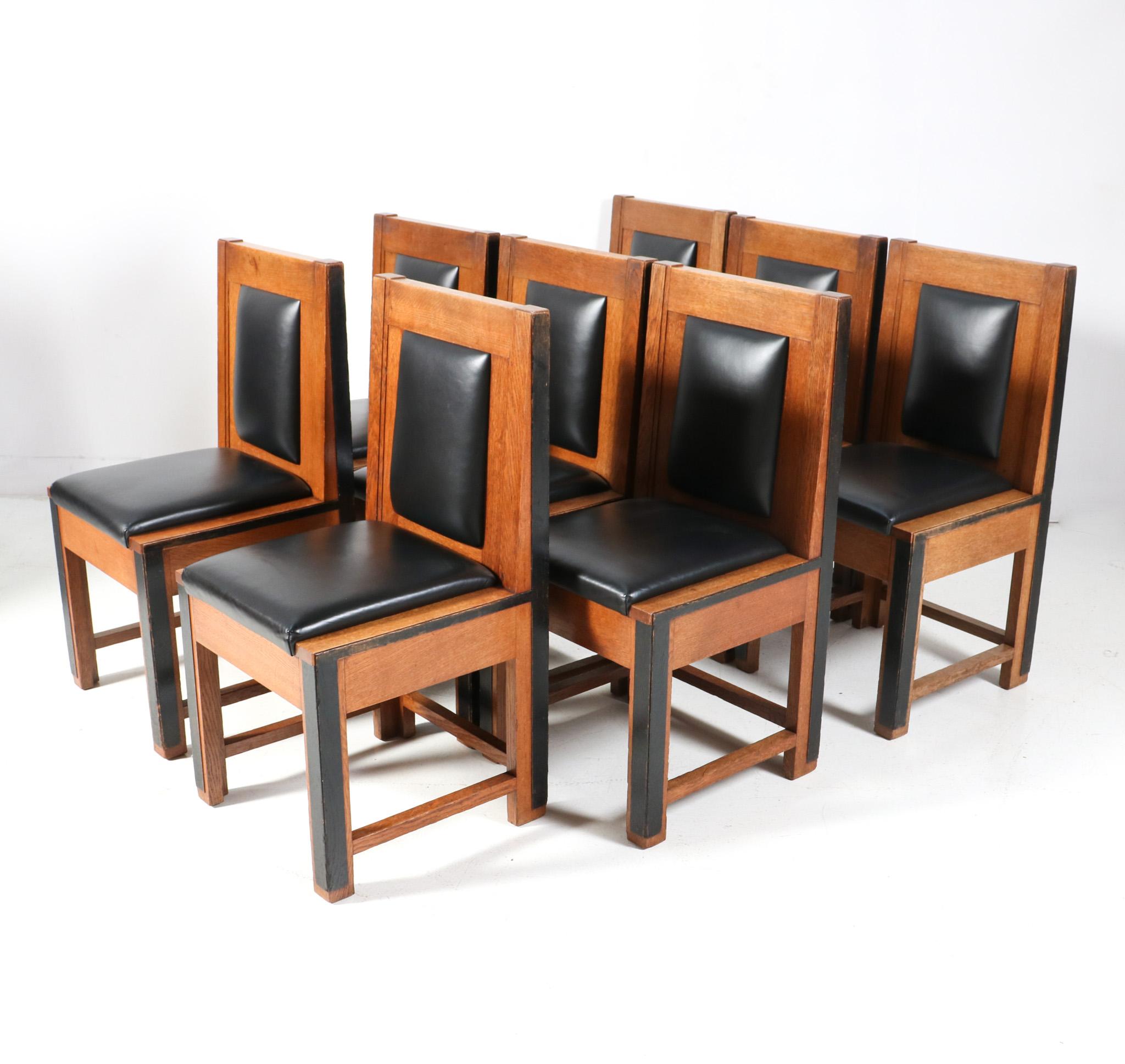 Dutch Eight Oak Art Deco Modernist Chairs by Fa. Randoe Haarlem, 1920s For Sale