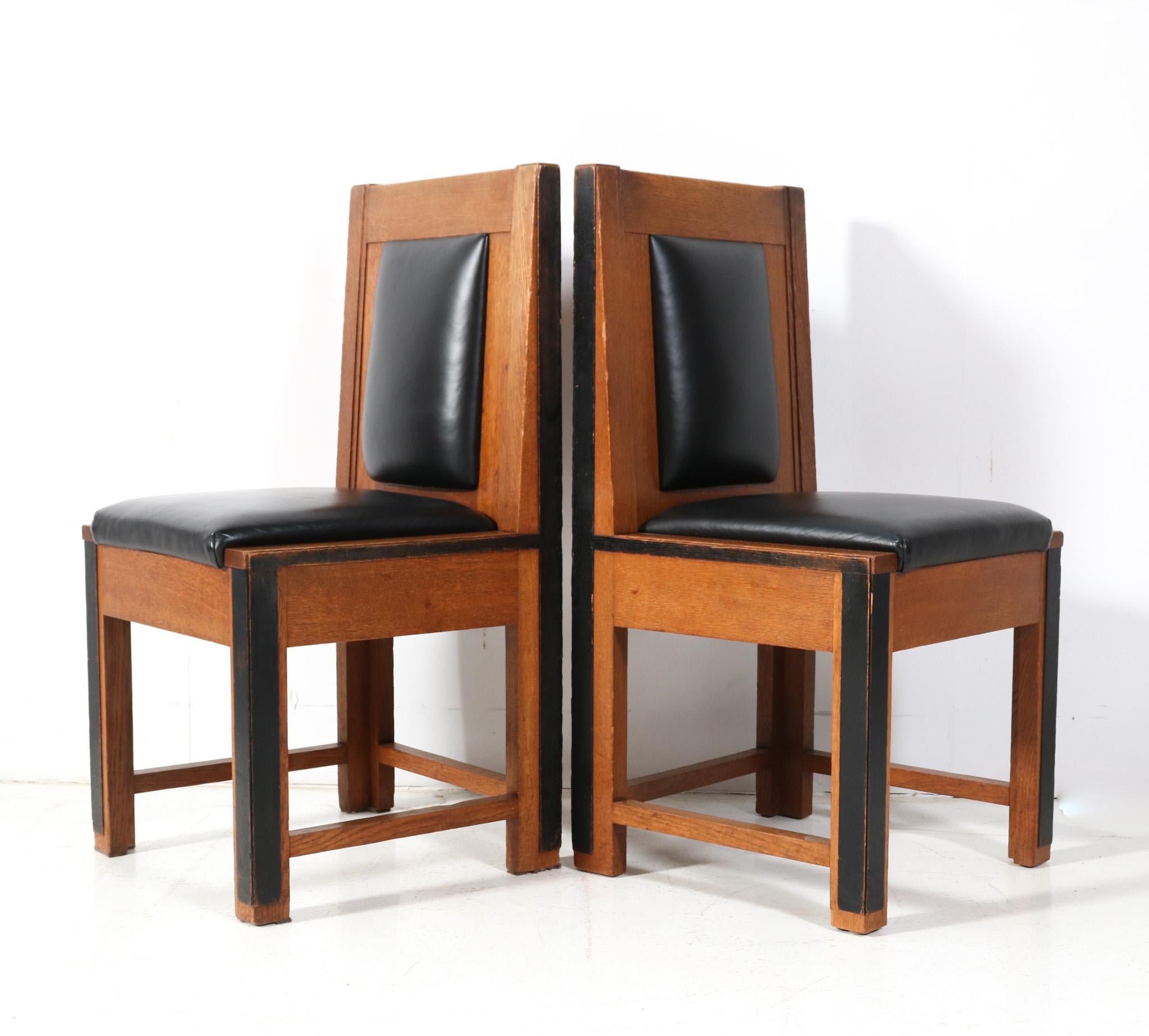 Lacquered Eight Oak Art Deco Modernist Chairs by Fa. Randoe Haarlem, 1920s For Sale