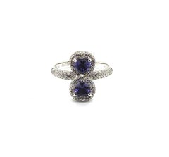 “Eight of Hearts” Diamonds and Tanzanite Hearts Ring