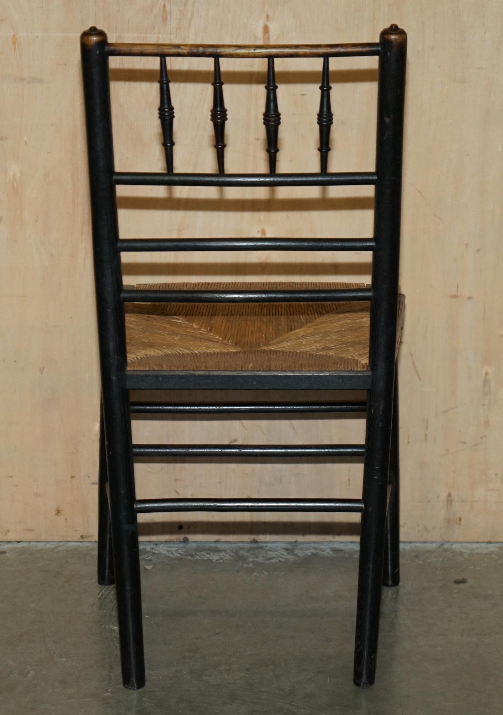 EIGHT ORIGINAL ANTIQUE ViCTORIAN WILLIAM MORRIS PHILIP WEBB SUSSEX DINING CHAIRS For Sale 12