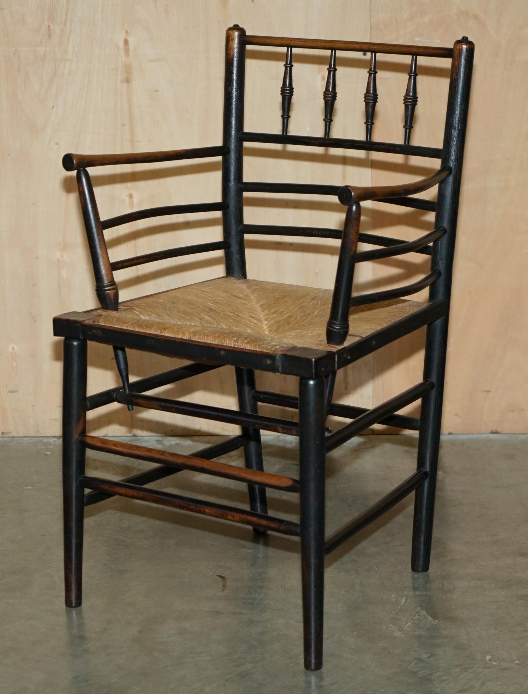 High Victorian EIGHT ORIGINAL ANTIQUE ViCTORIAN WILLIAM MORRIS PHILIP WEBB SUSSEX DINING CHAIRS For Sale