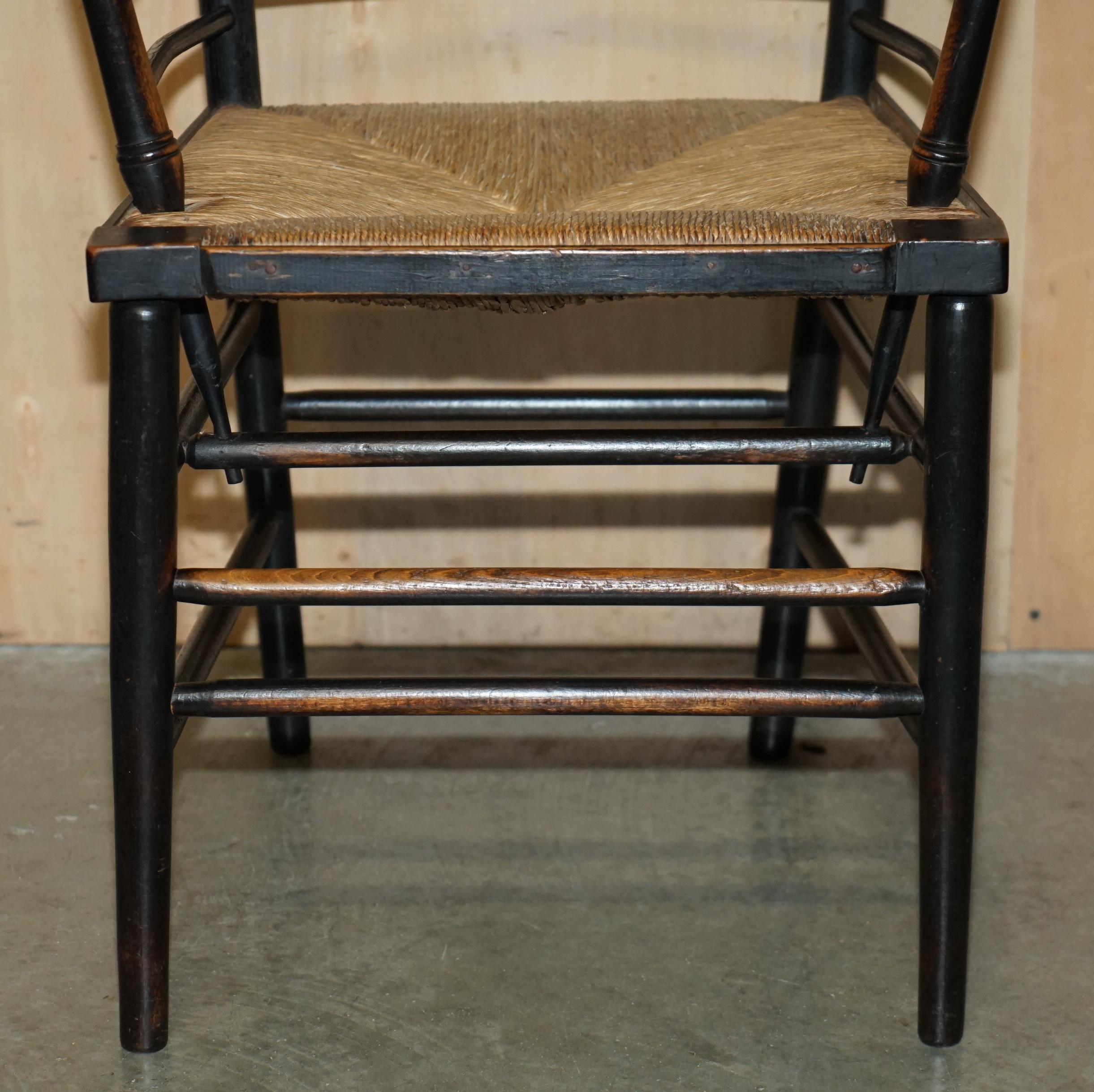 Late 19th Century EIGHT ORIGINAL ANTIQUE ViCTORIAN WILLIAM MORRIS PHILIP WEBB SUSSEX DINING CHAIRS For Sale