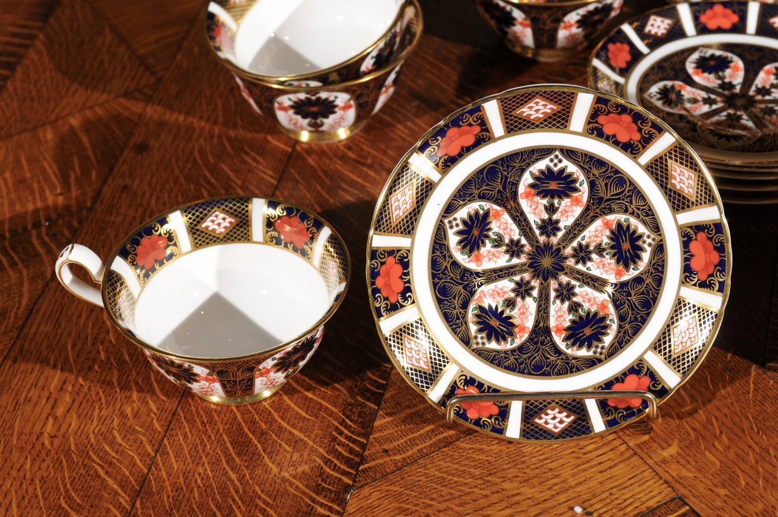 Eight Pairs of Old Imari English Royal Crown Derby Porcelain Cups and ...