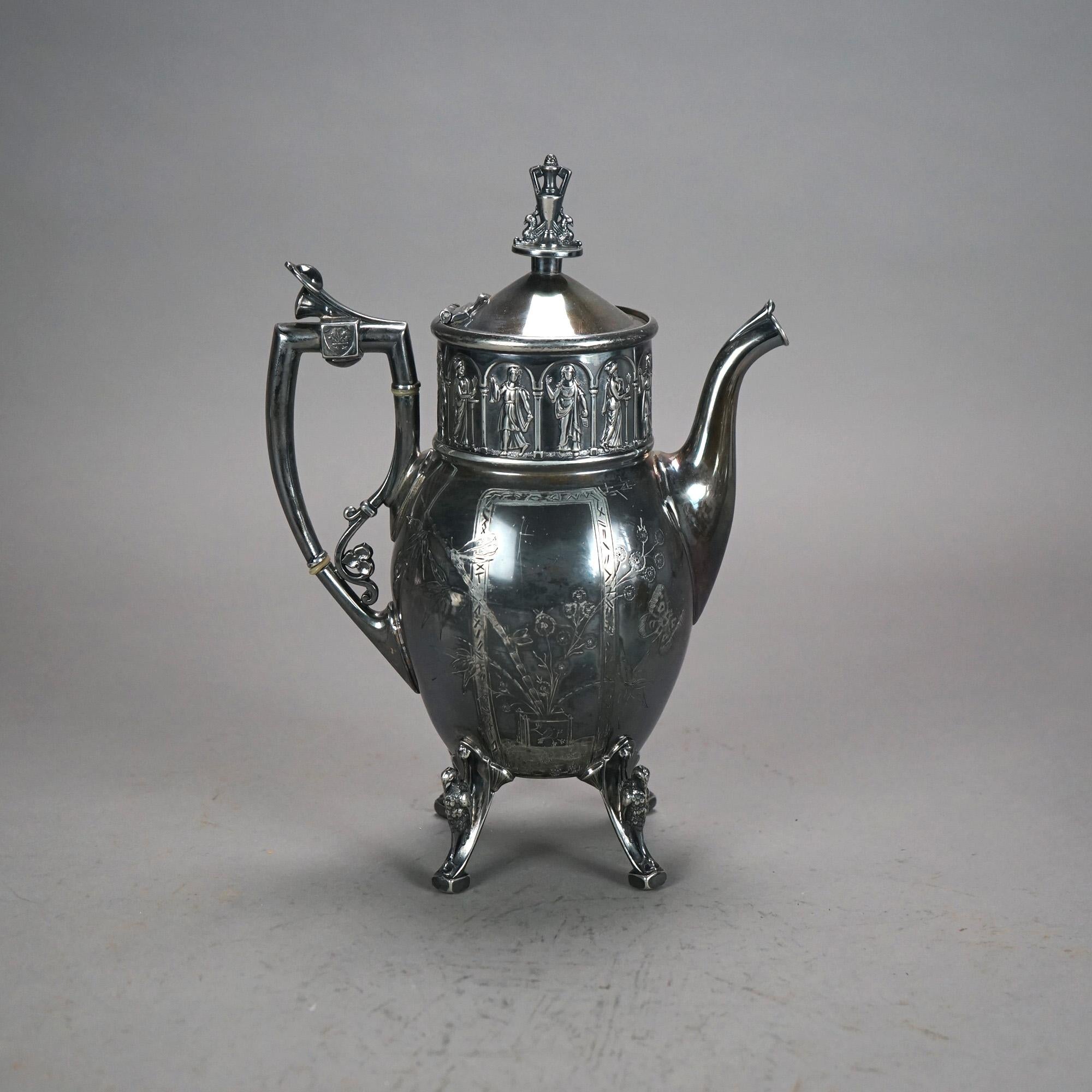 XIX secolo Servizio da tè antico egiziano in argento placcato in otto pezzi C1890 in vendita