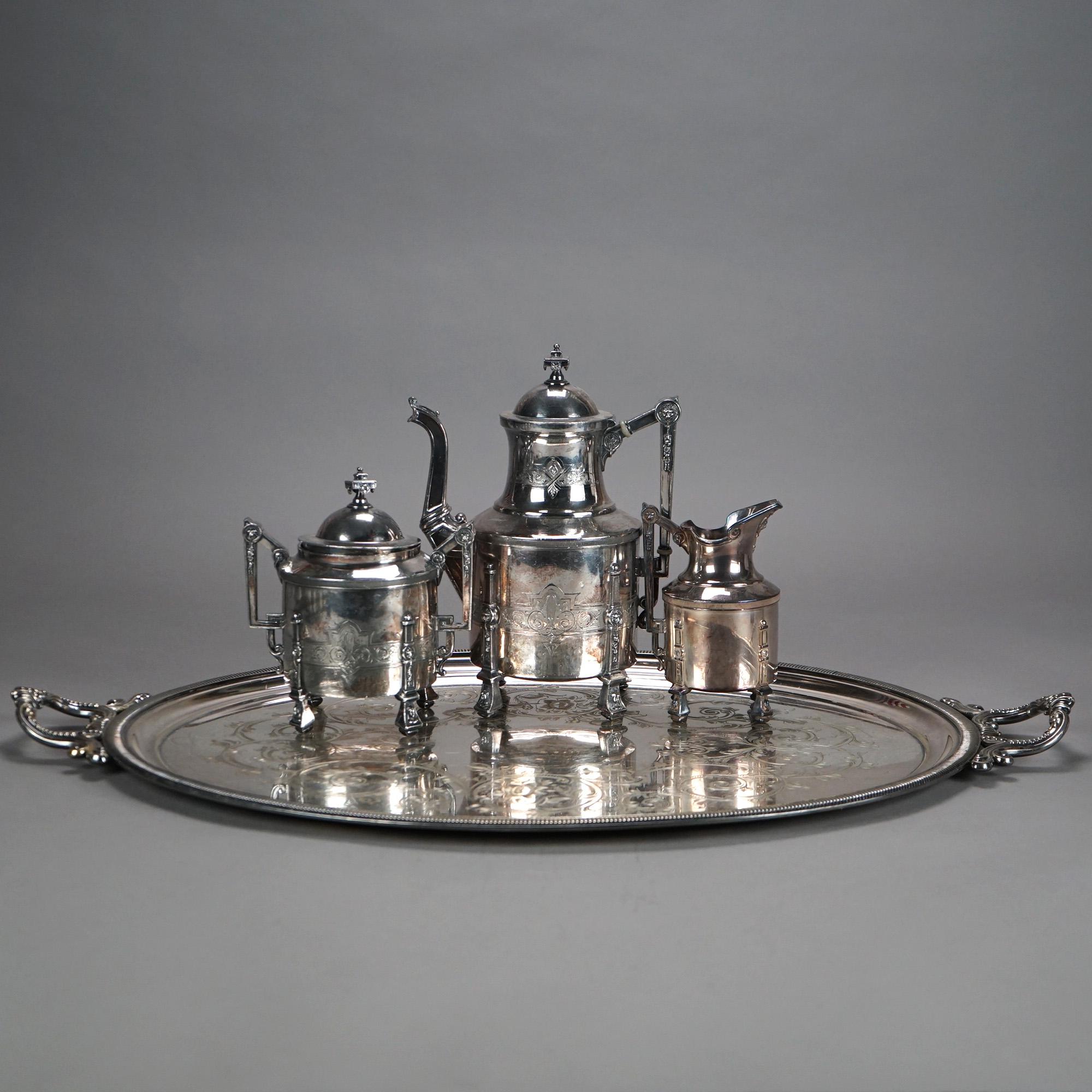 Servizio da tè antico in argento placcato in otto pezzi C1890 in vendita 7