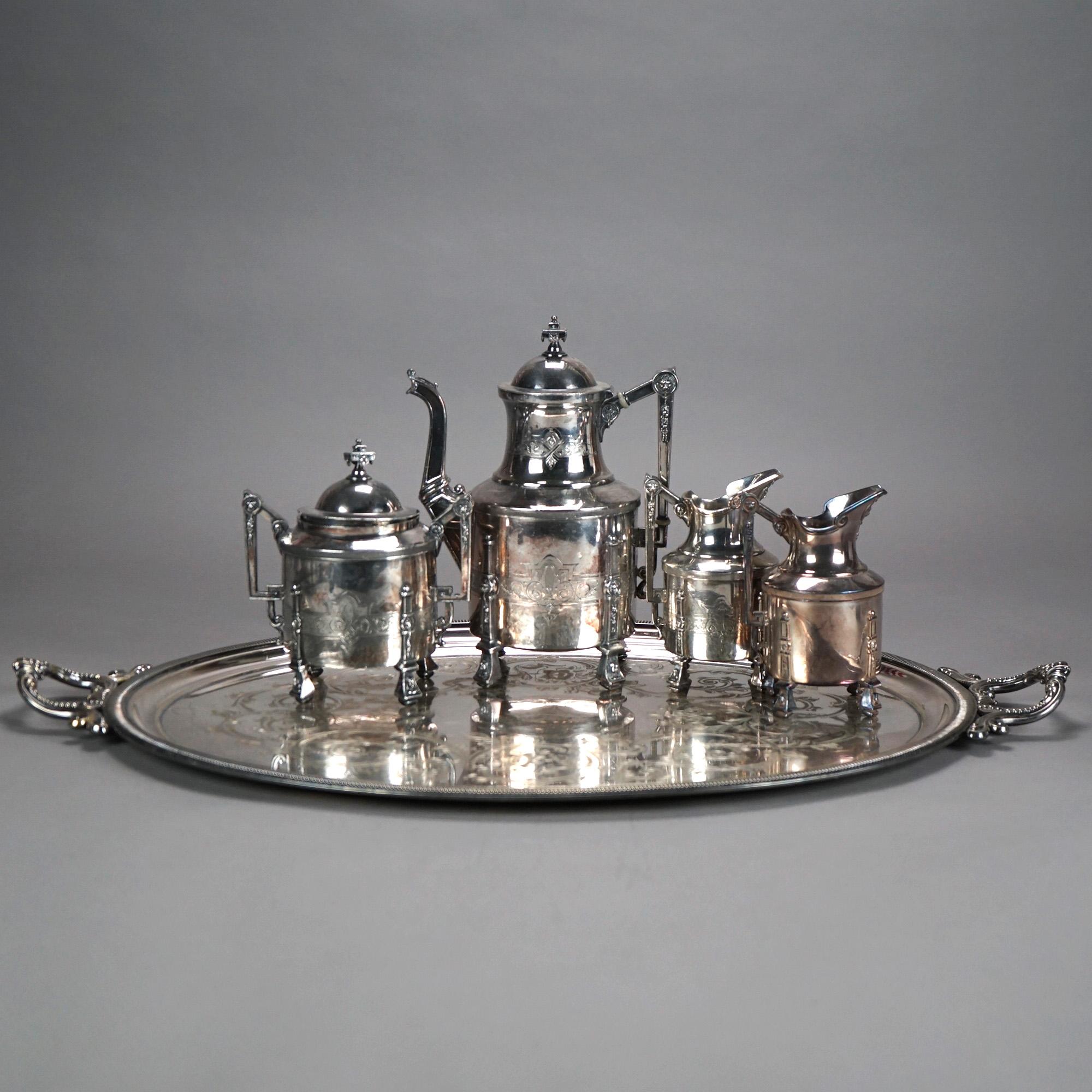 Servizio da tè antico in argento placcato in otto pezzi C1890 in vendita 9