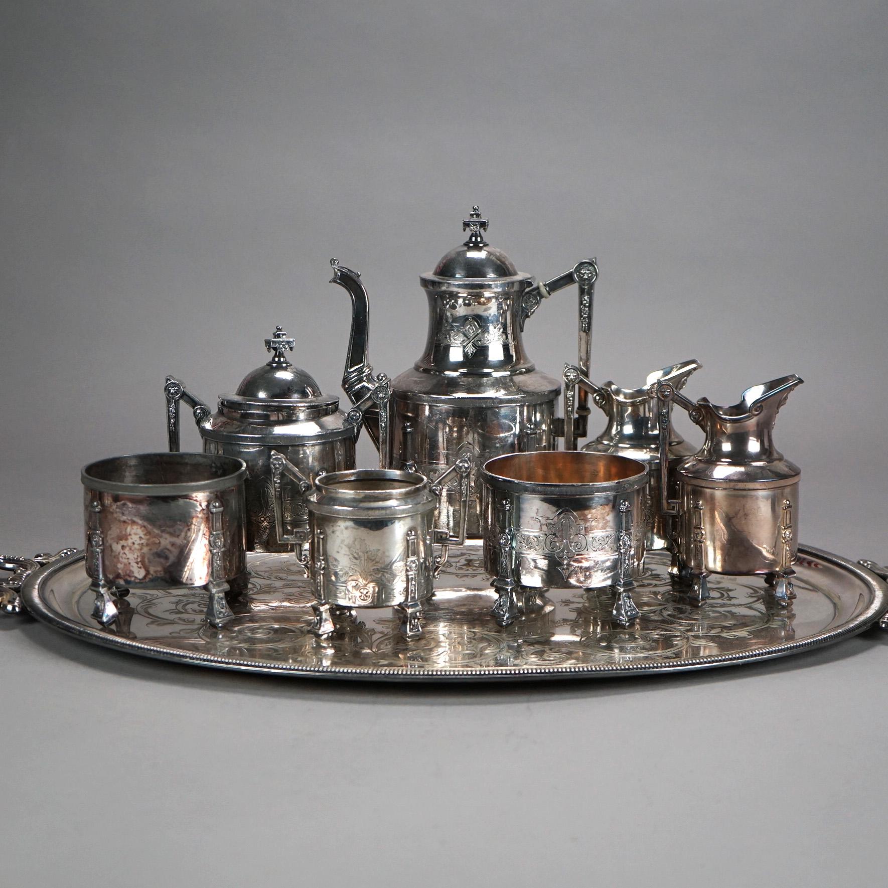 Servizio da tè antico in argento placcato in otto pezzi C1890 in vendita 13