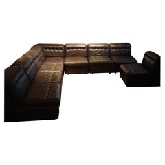 Eight-piece leather lounge set