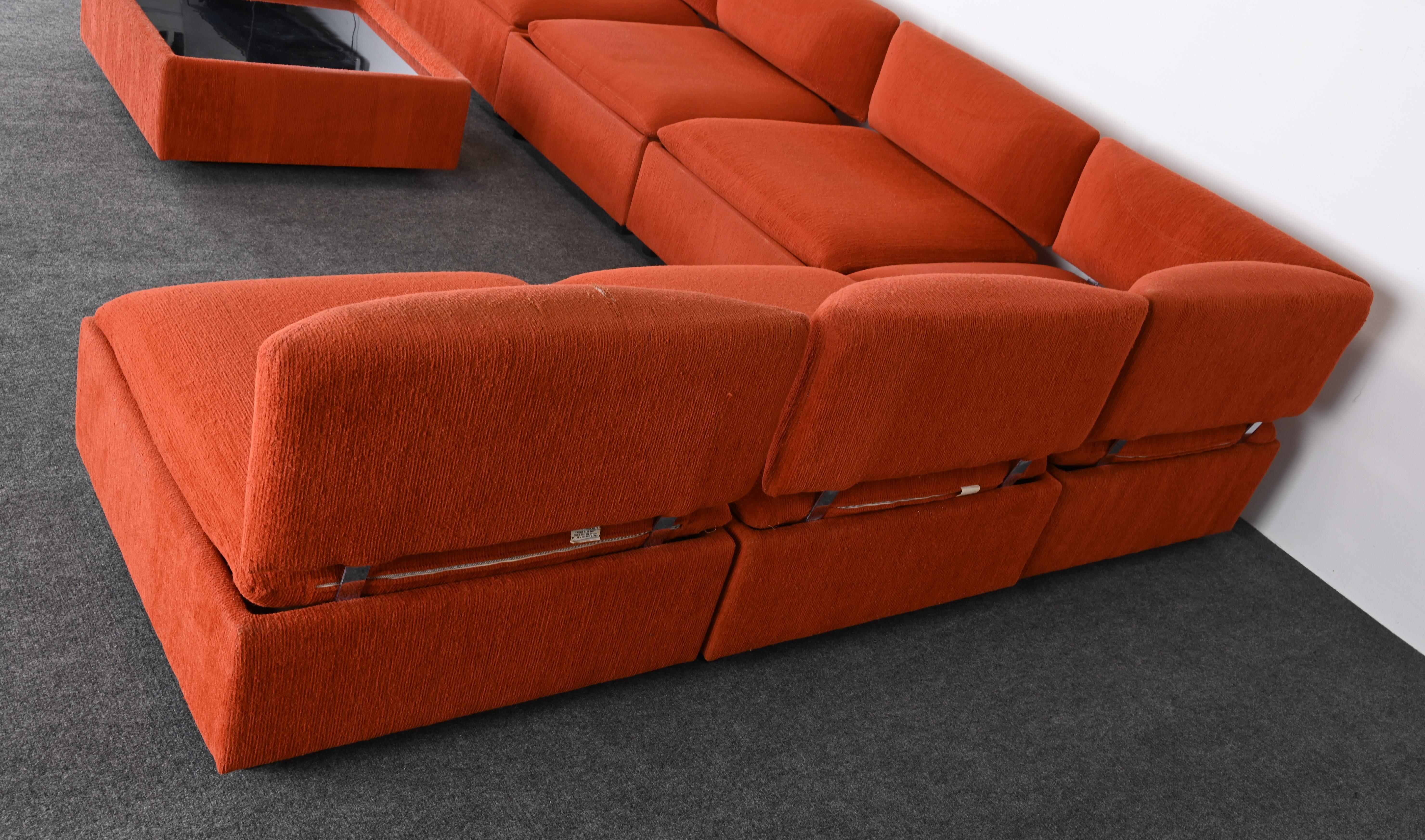 Eight Piece Sectional Sofa by Adrian Pearsall for Craft, 1970s 4