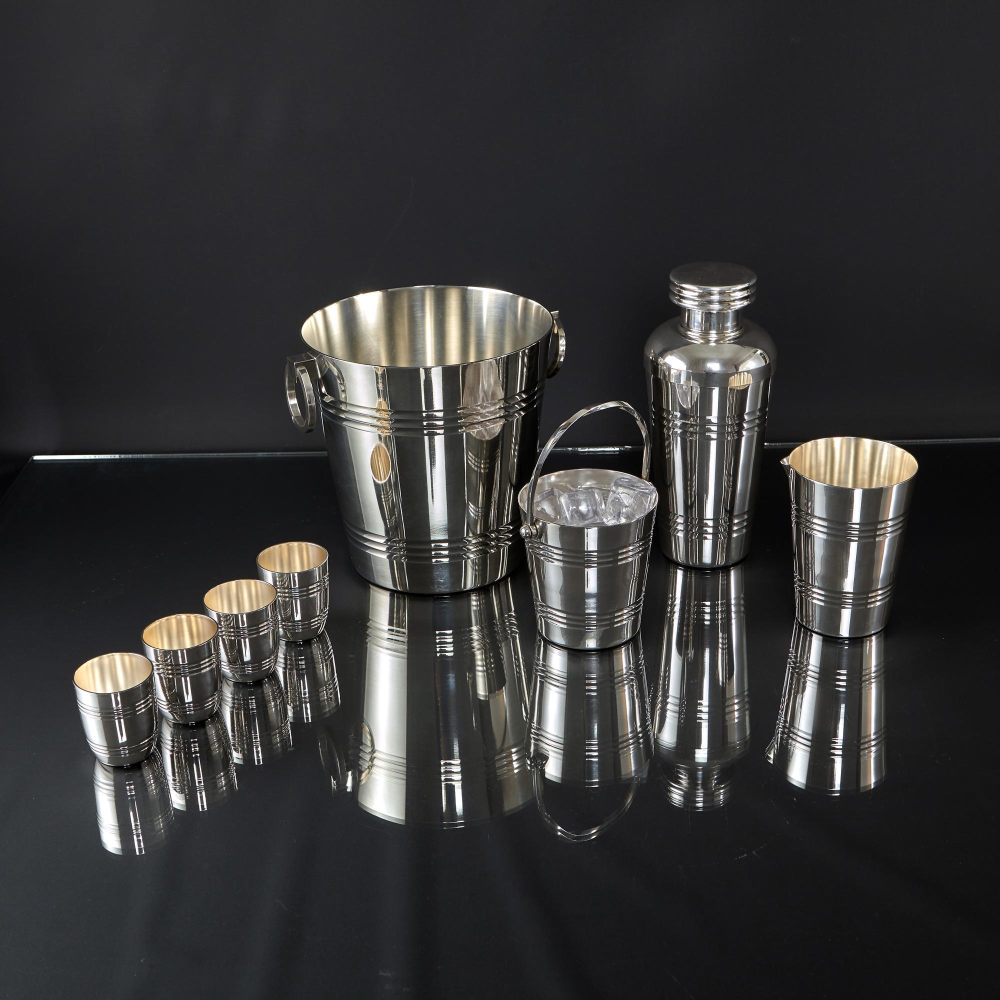French Eight piece silver-plated cocktail set