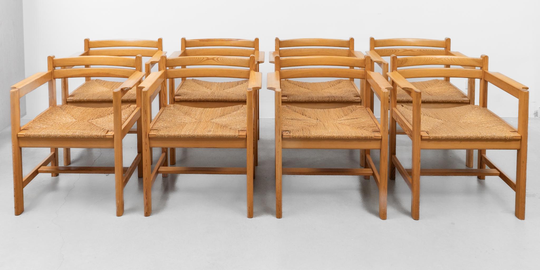Eight Pine Arm Chairs by Børge Mogensen for AB Karl Andersson & Söner Sweden For Sale 4
