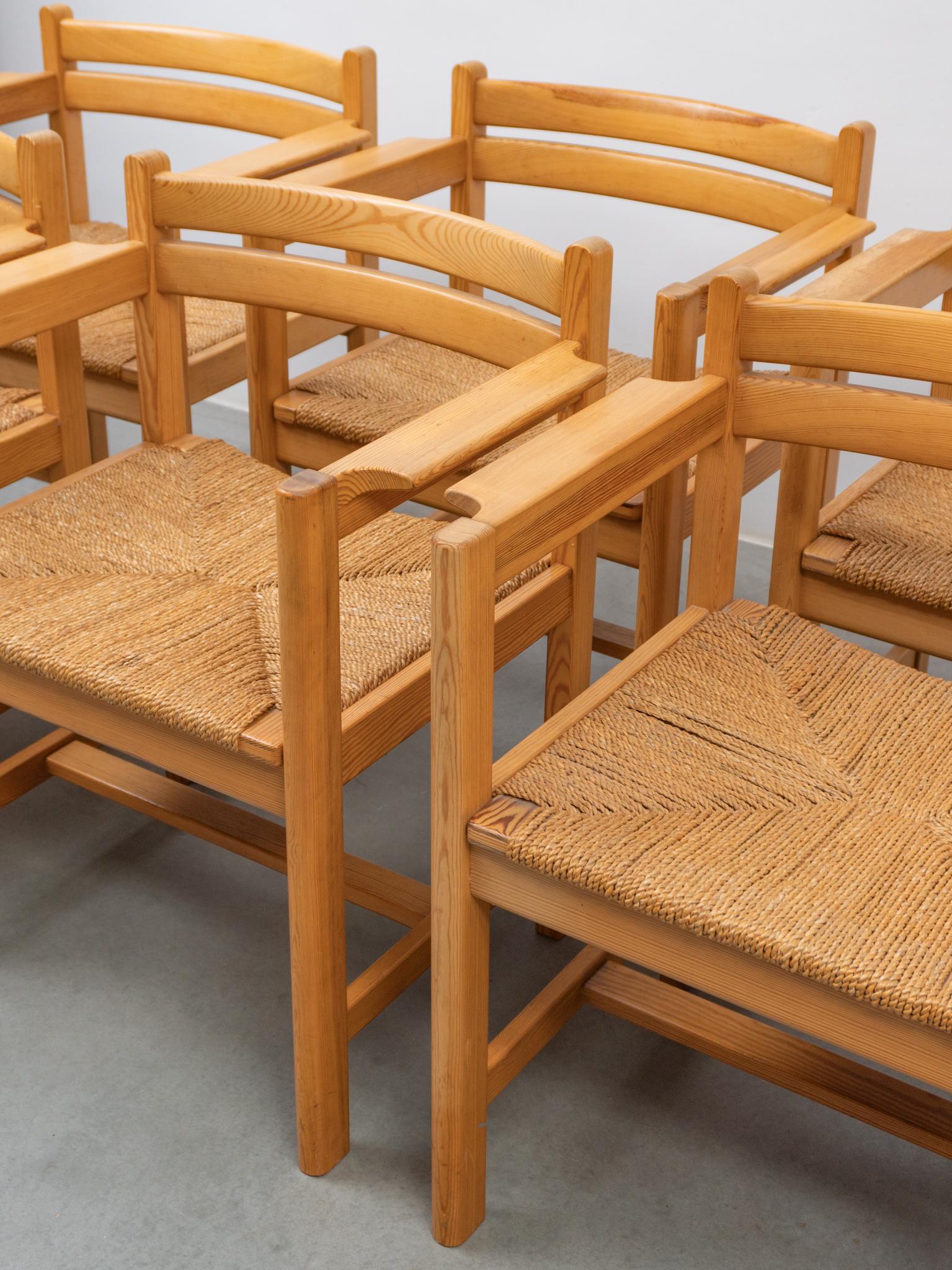 Eight Pine Arm Chairs by Børge Mogensen for AB Karl Andersson & Söner Sweden For Sale 7
