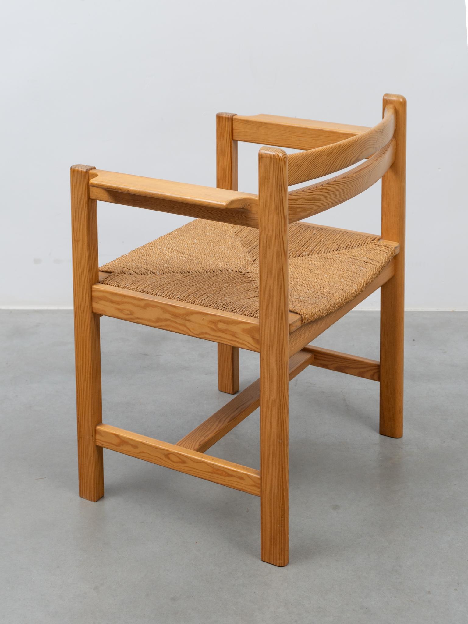 Papercord Eight Pine Arm Chairs by Børge Mogensen for AB Karl Andersson & Söner Sweden For Sale