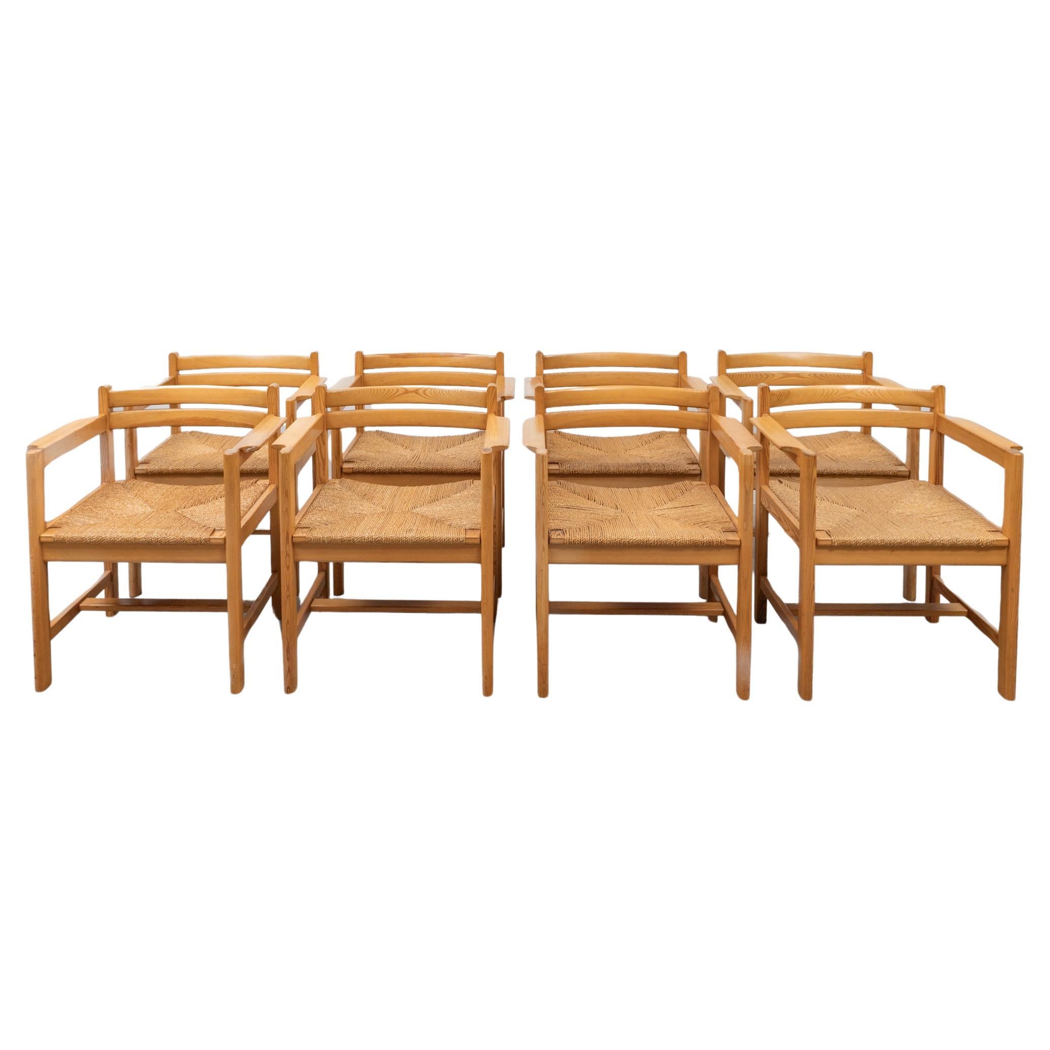 Eight Pine Arm Chairs by Børge Mogensen for AB Karl Andersson & Söner Sweden For Sale