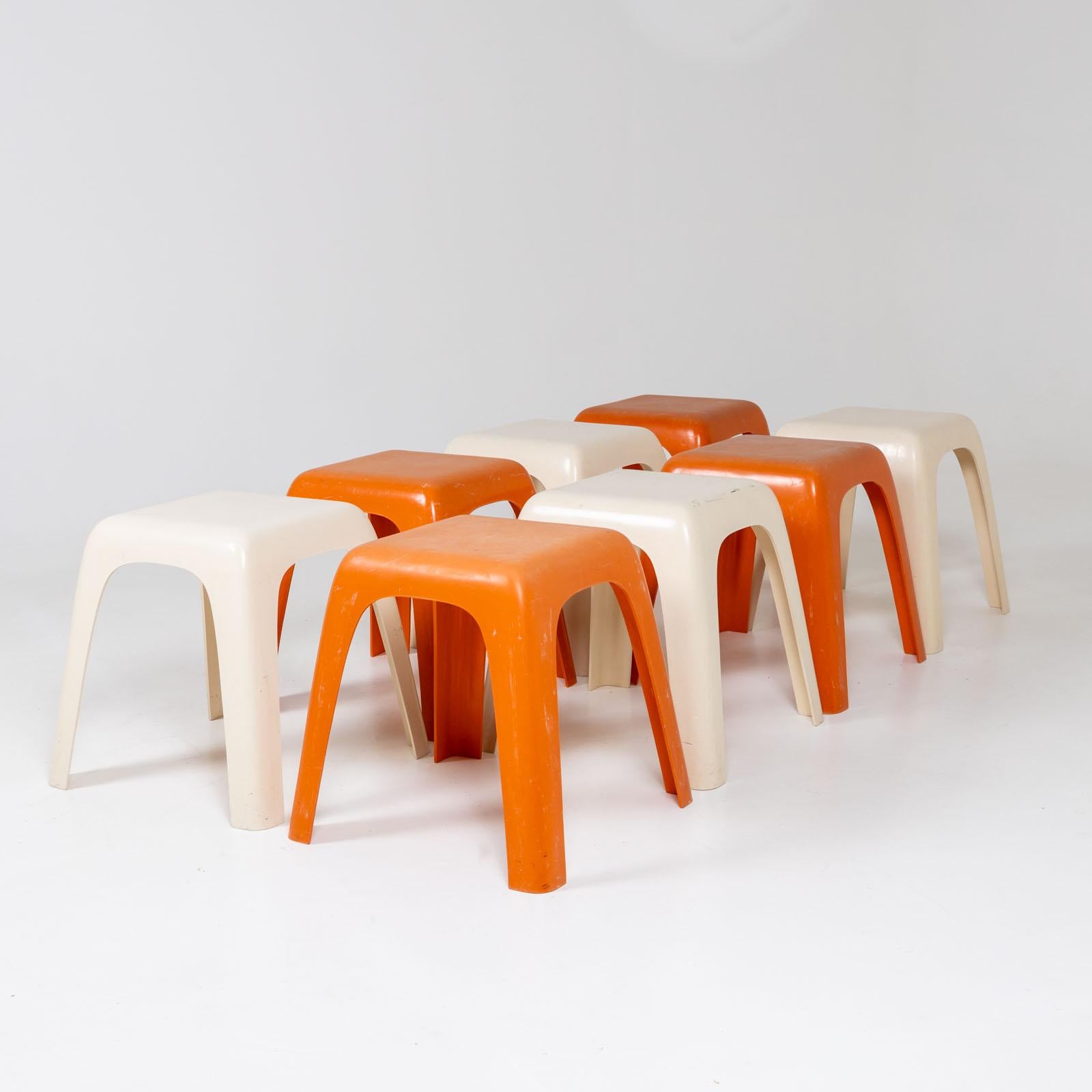 Italian Eight Plastic Stools by G. Castiglioni, Gaviraghi and Lanza for Valenti Milano For Sale