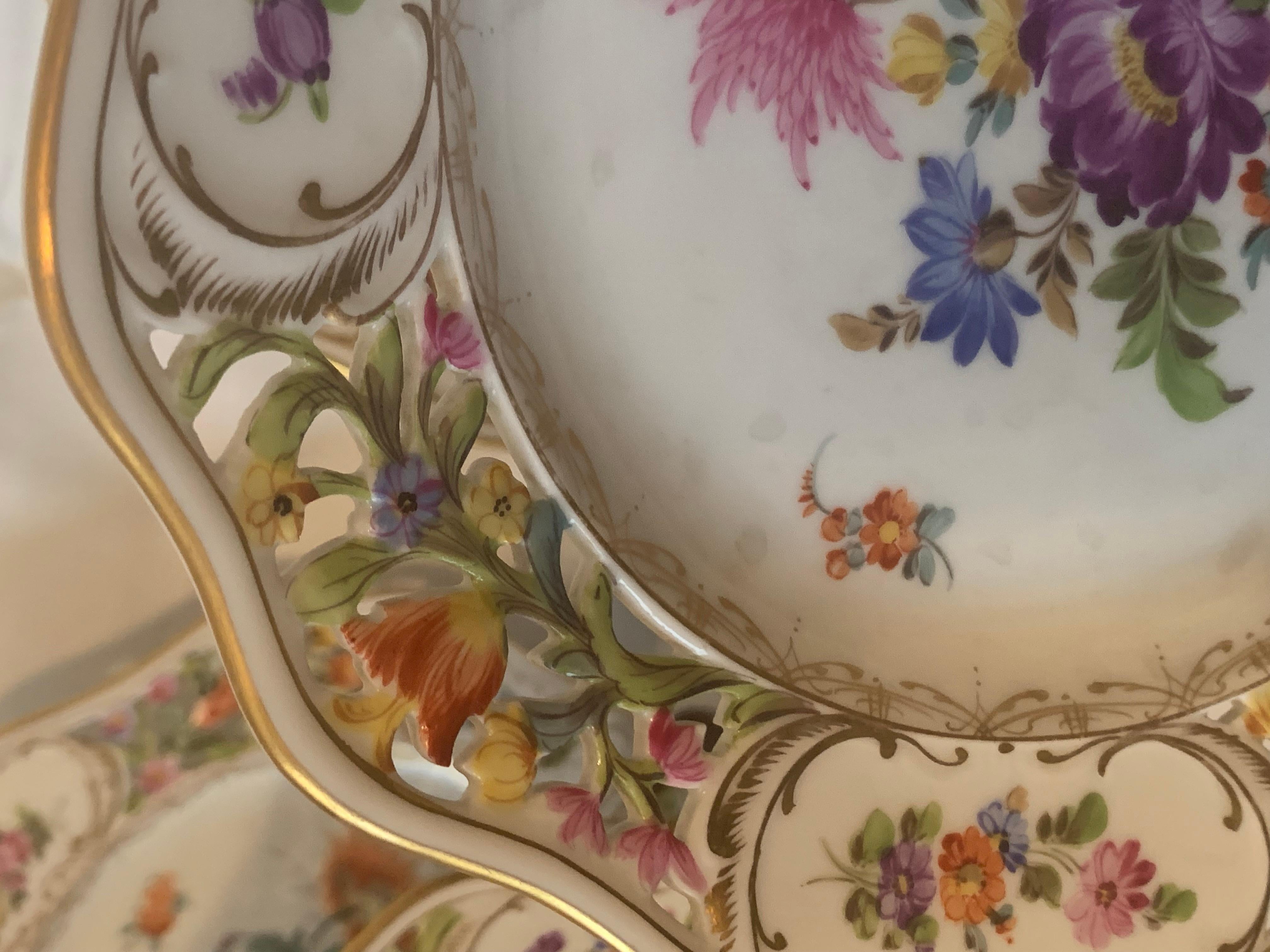 German Eight plates by dresden manufactory porcelain For Sale