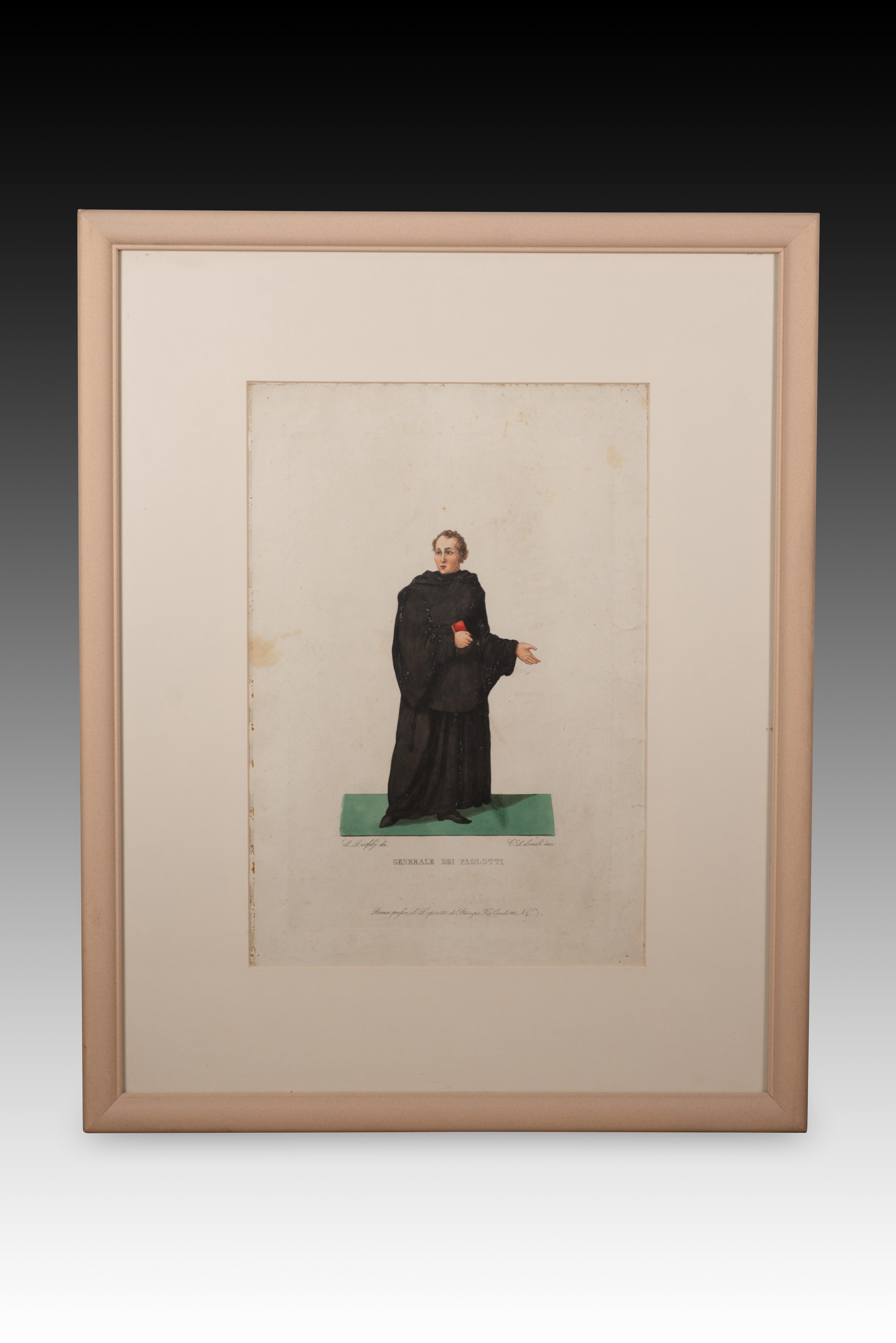 Altro Otto stampe, Abbigliamento religioso. Roma, Italia, XIX secolo.