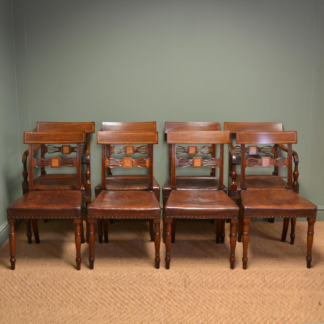 Eight Regency Antique Mahogany Dining Chairs For Sale 7