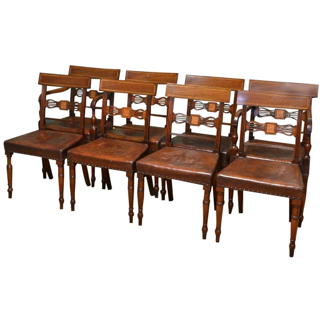 Eight Regency Antique Mahogany Dining Chairs For Sale