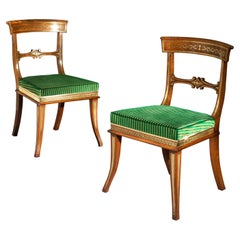 Eight Regency Brass Inlaid Klismos Chairs, Attributed to George Oakley